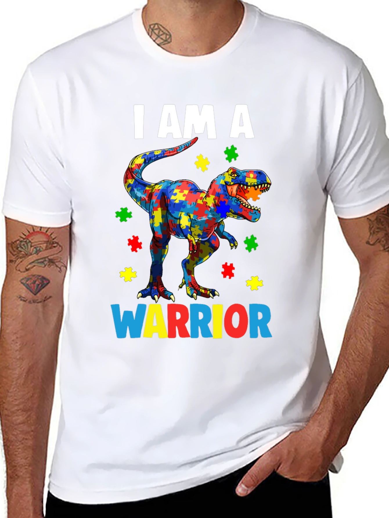 Autism Awareness Dinosaur Warrior T-Shirt