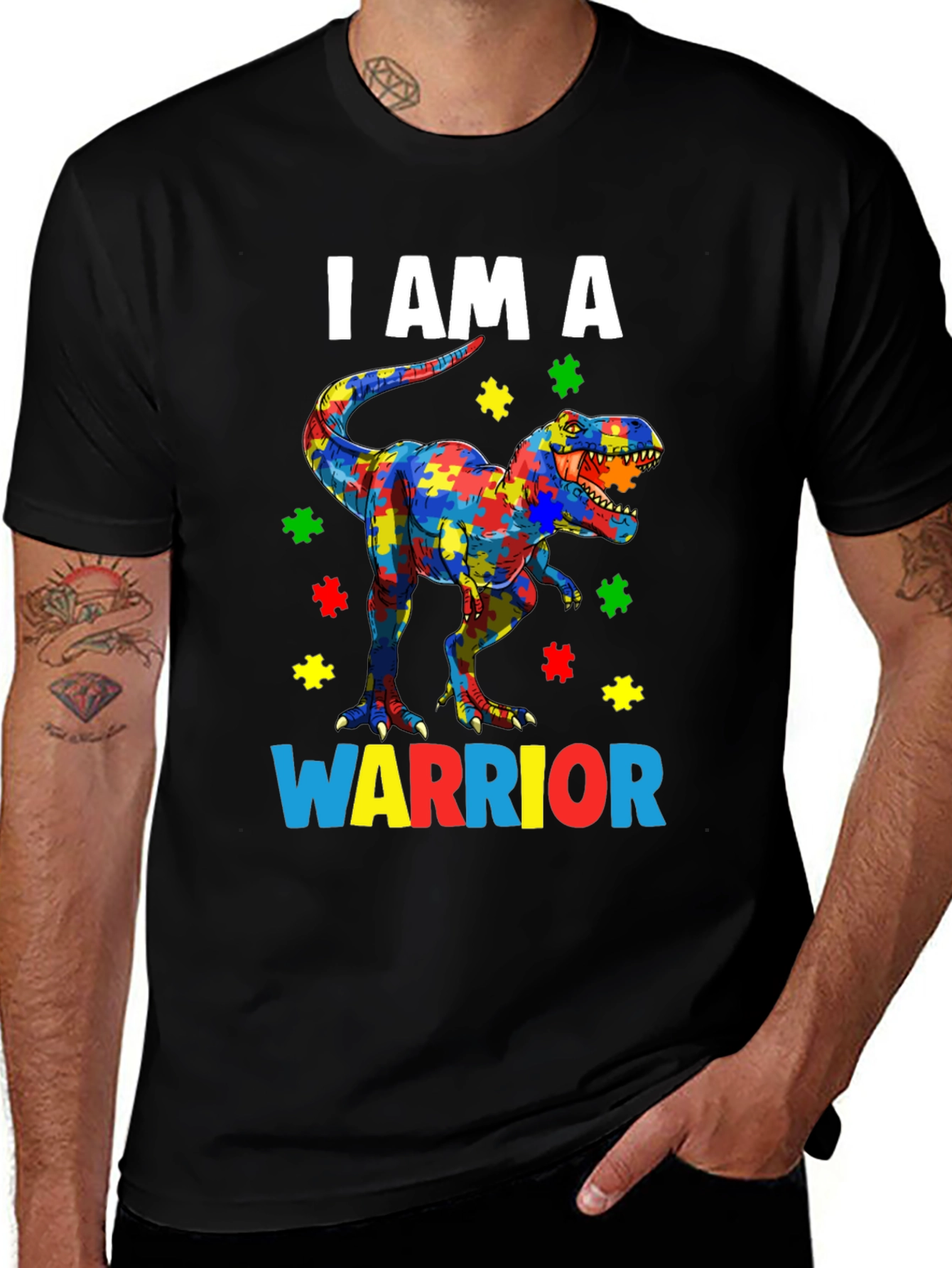 Autism Awareness Dinosaur Warrior T-Shirt