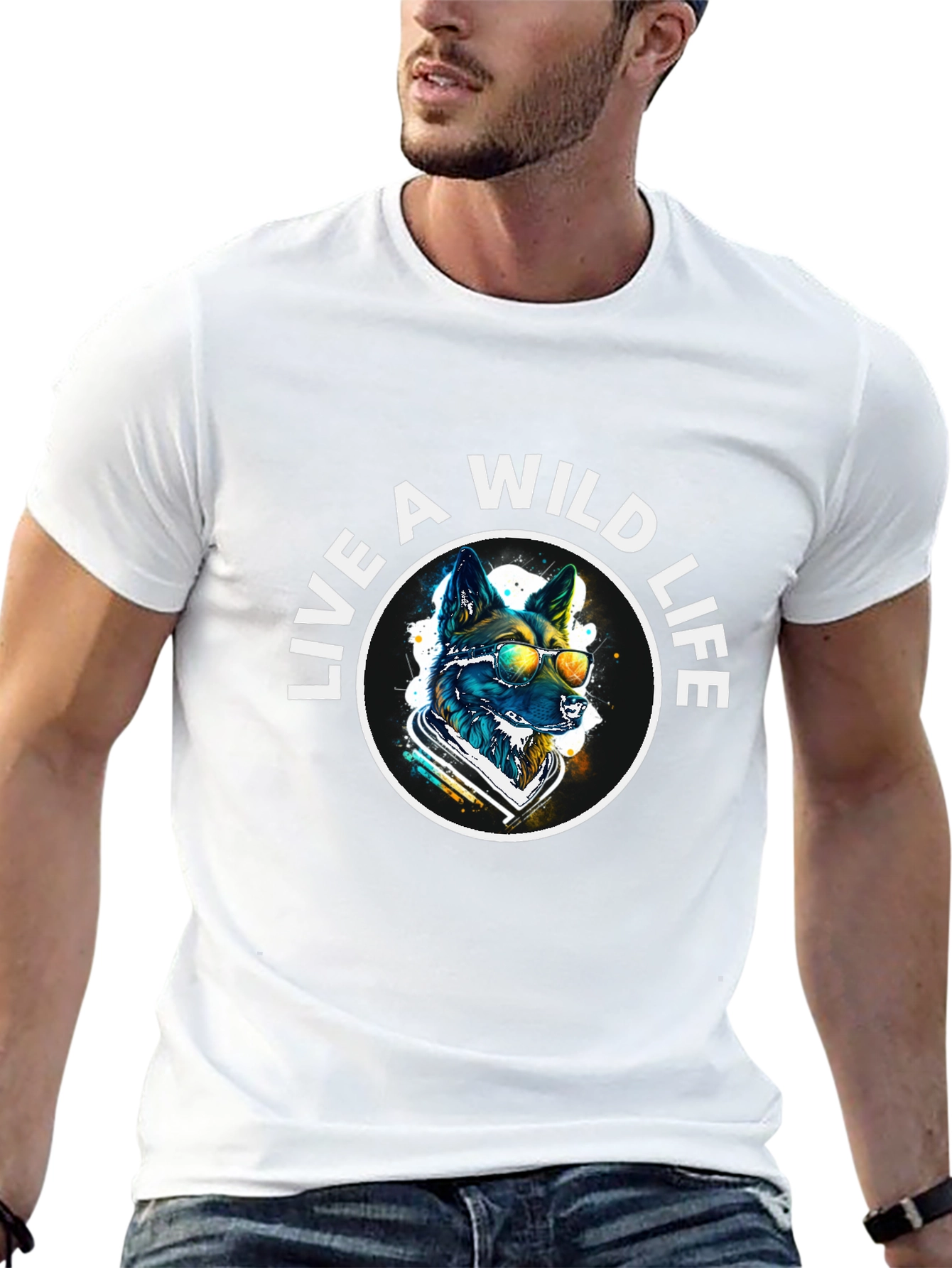 Live A Wild Life T-Shirt - Cool Dog Design
