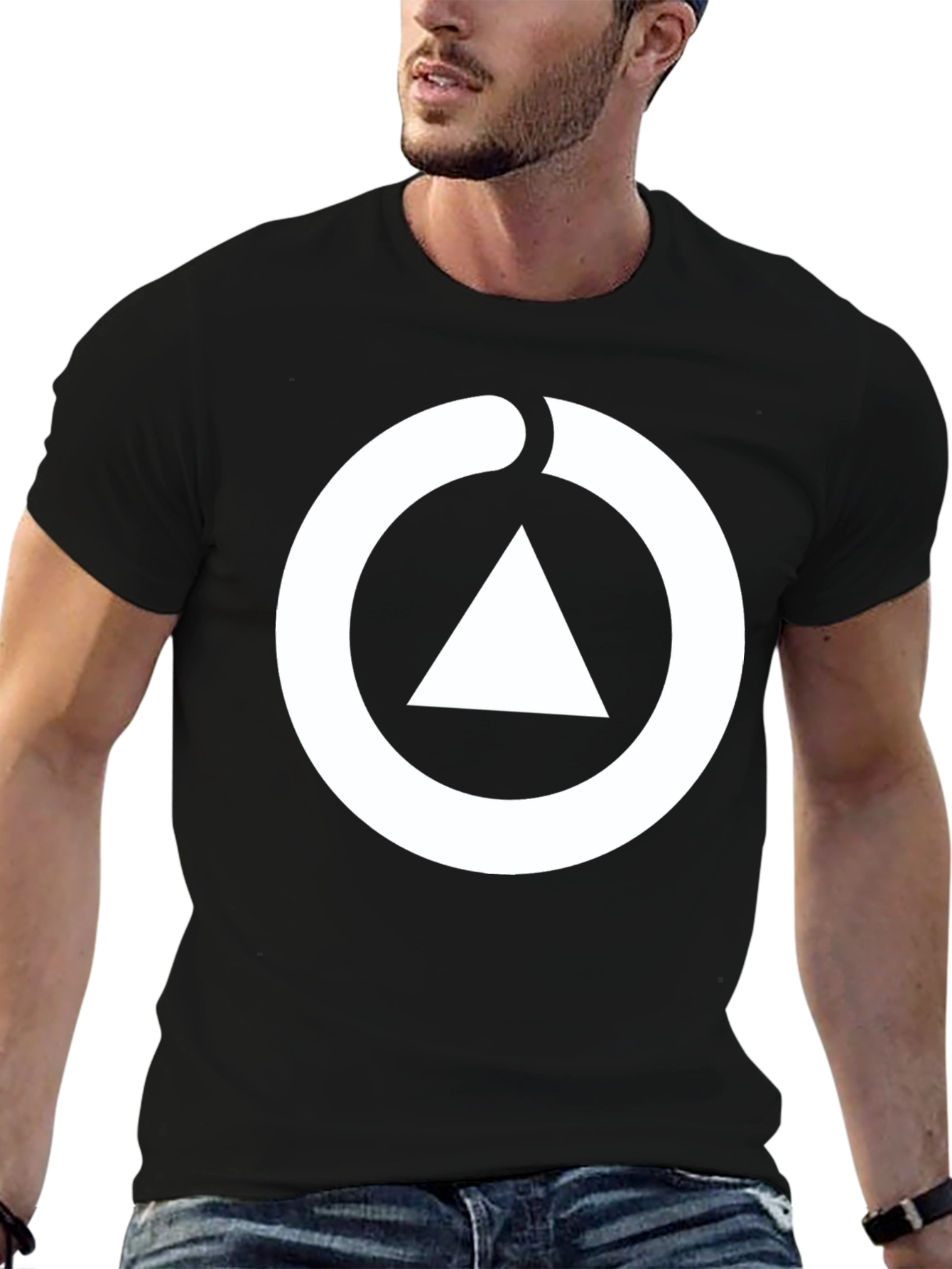 Black T-Shirt with Circle Triangle Design