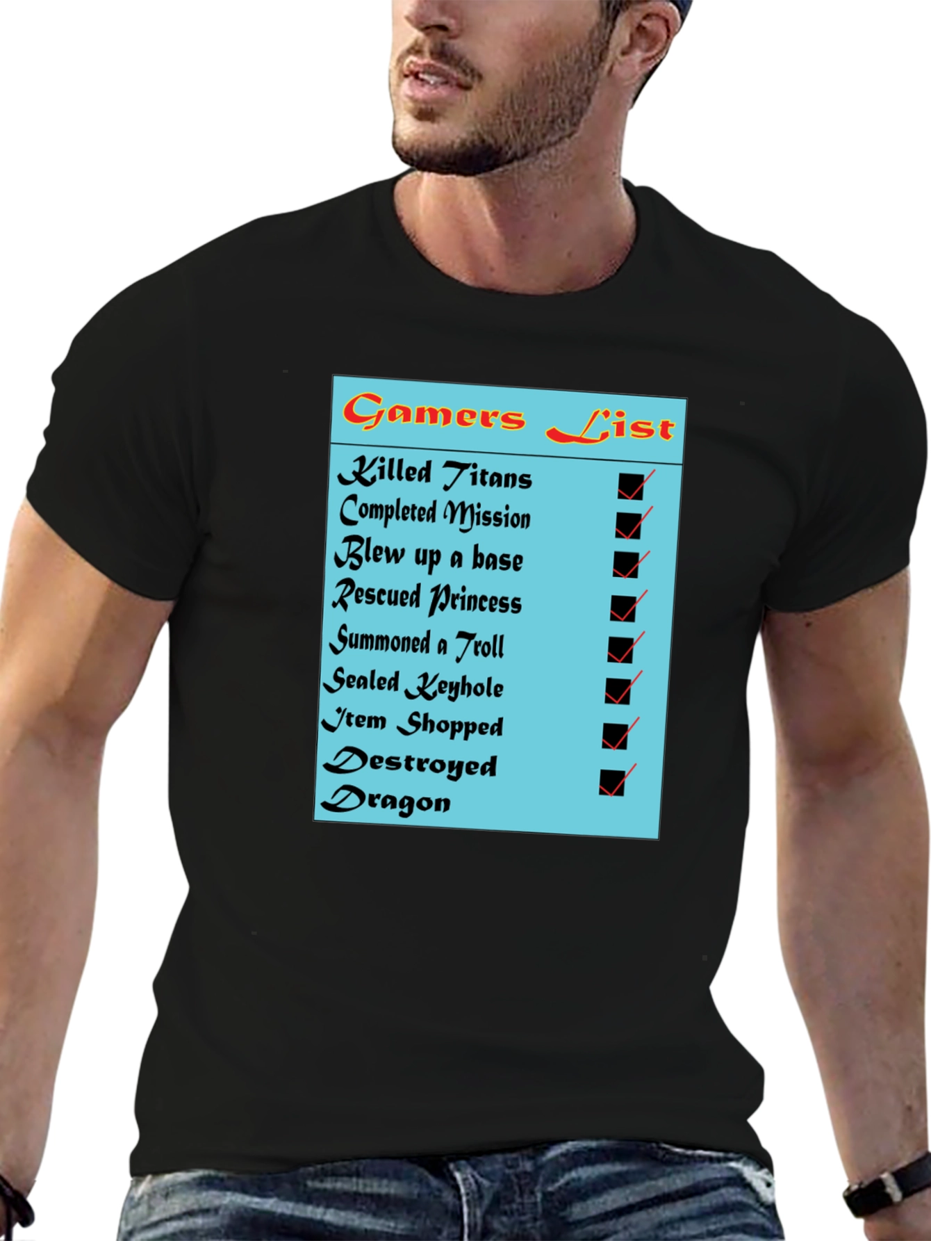 Gamers Checklist Novelty T-Shirt