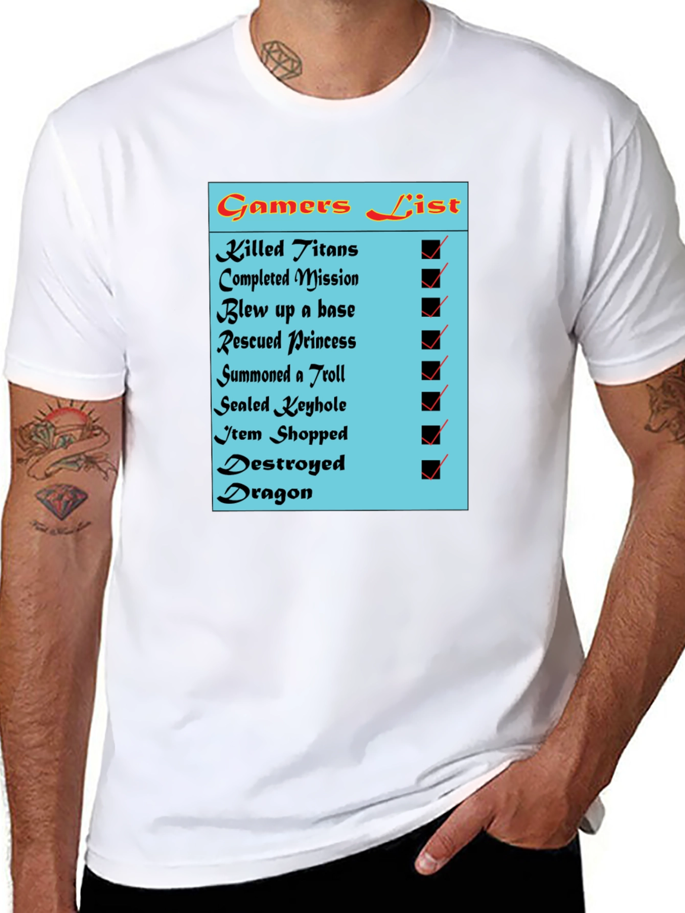 Gamers Checklist Novelty T-Shirt