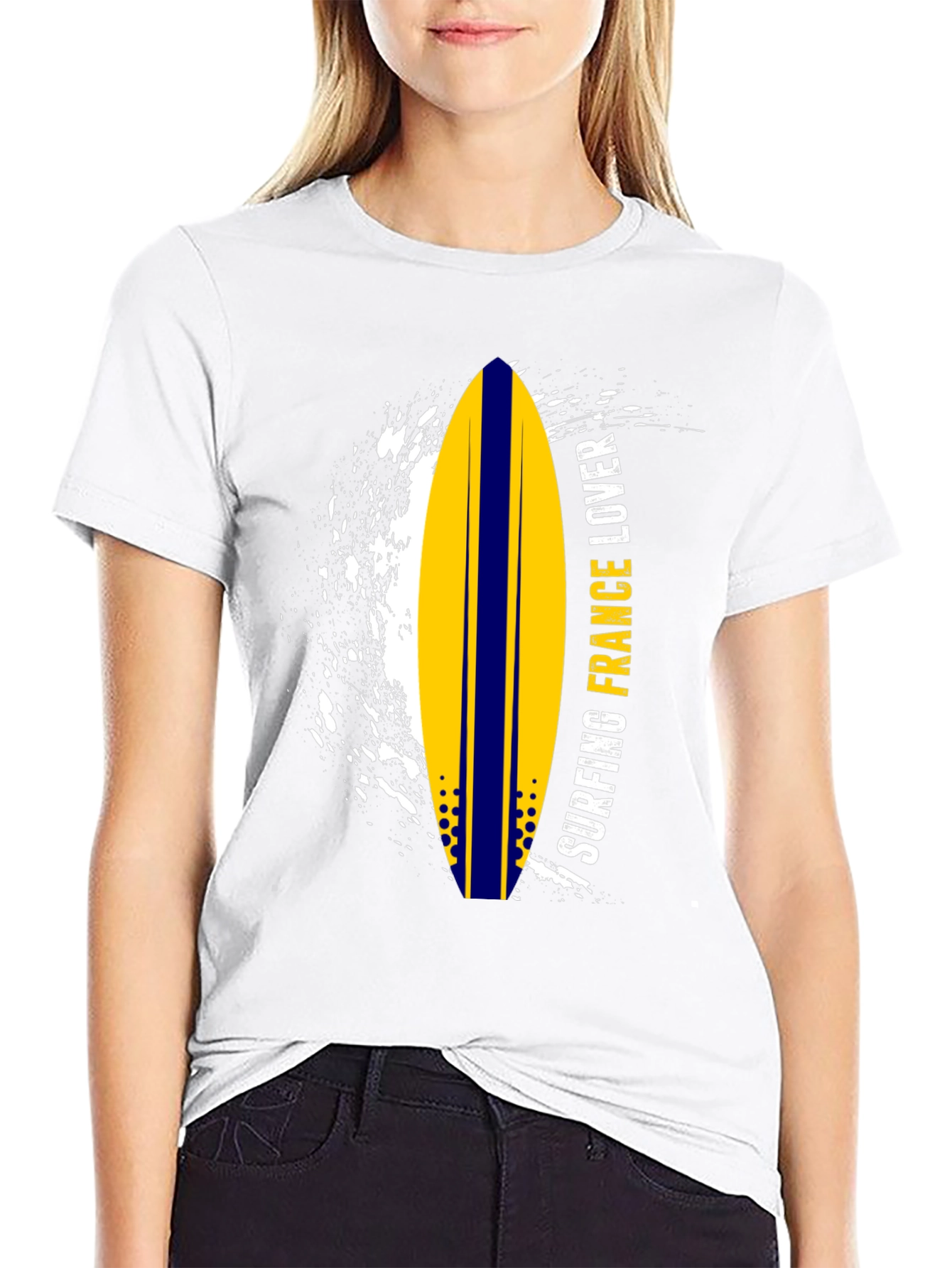Surfing France Lover Graphic Tee - Black