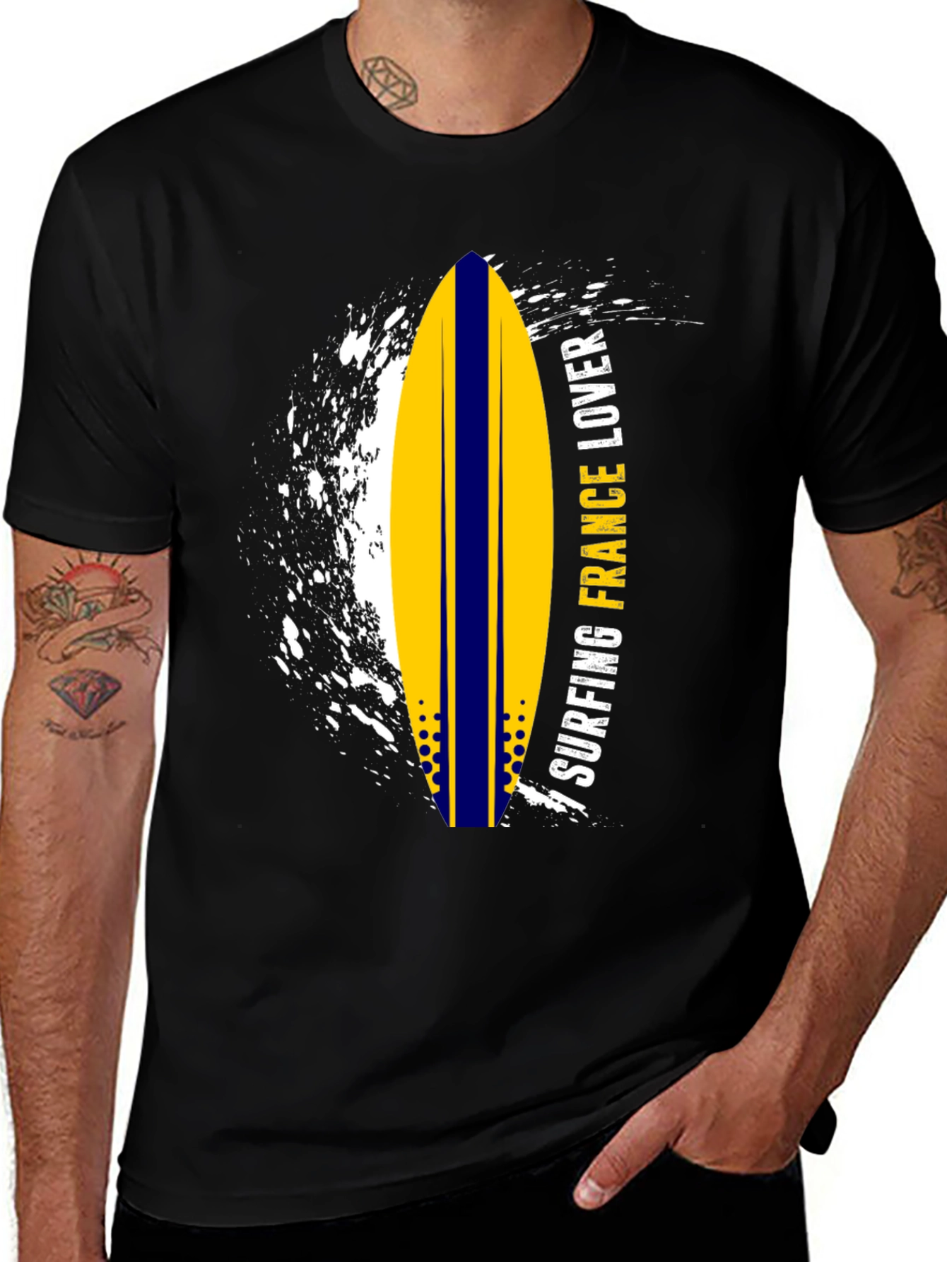 Surfing France Lover Graphic Tee - Black