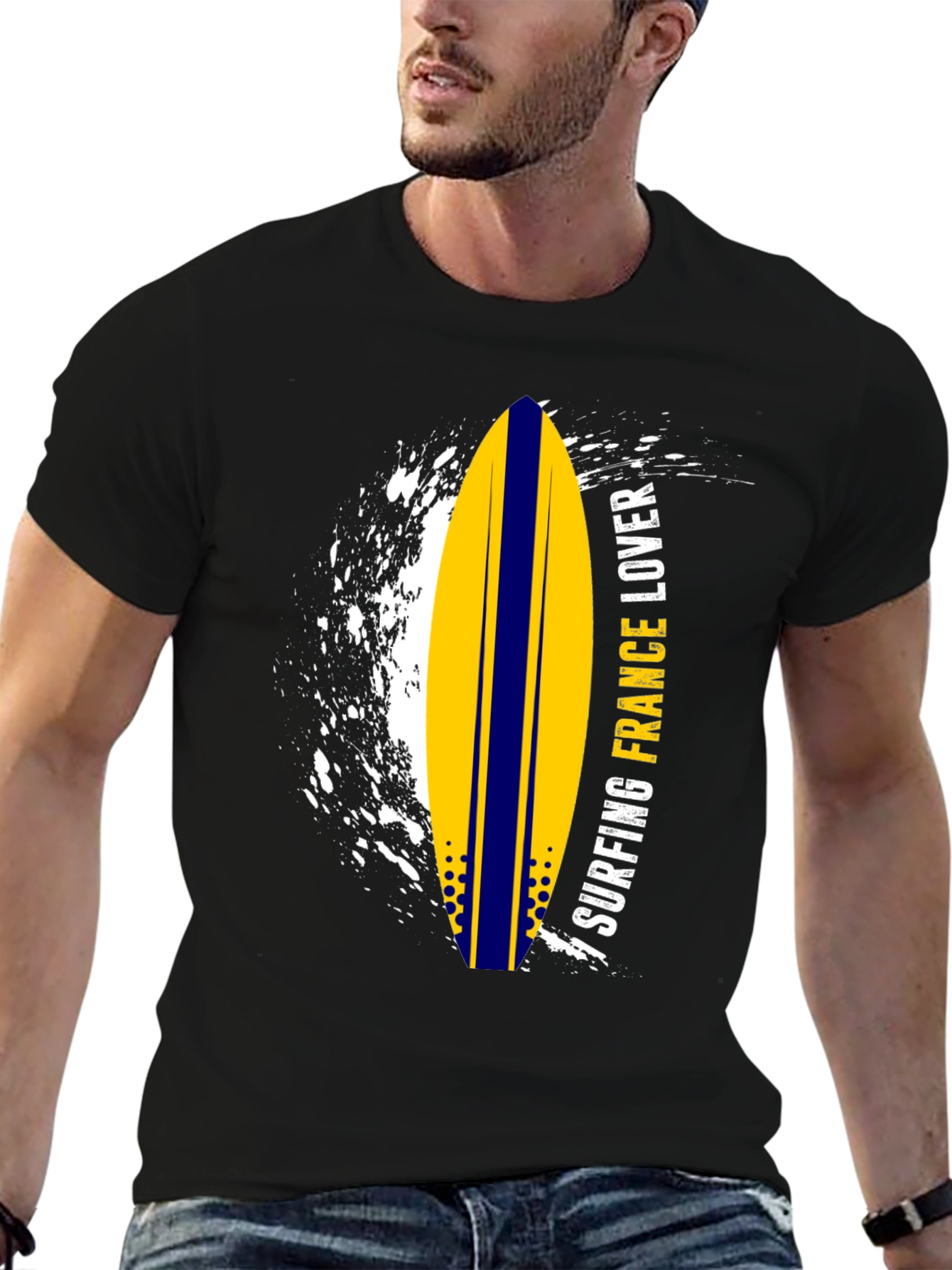 Surfing France Lover Graphic Tee - Black