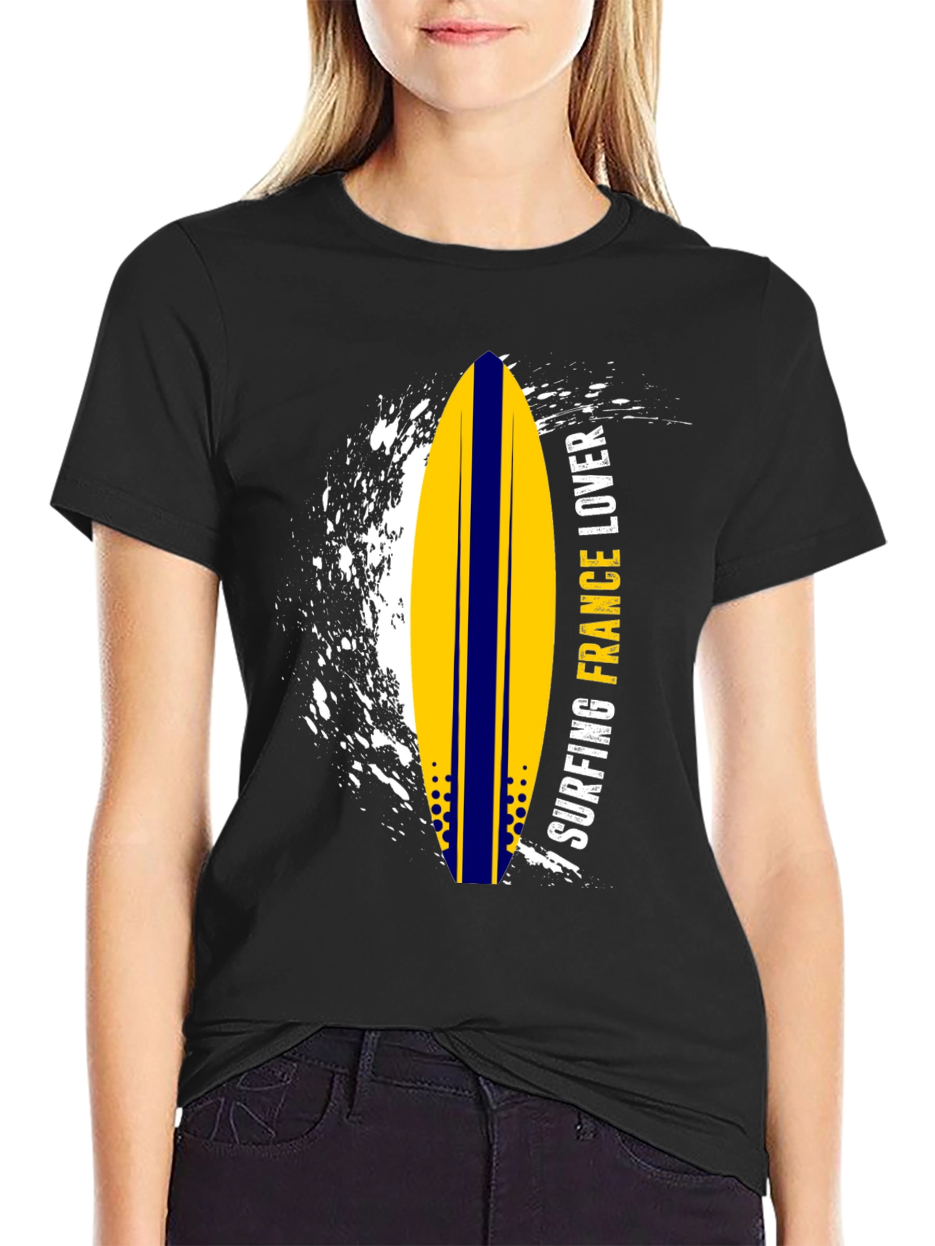 Surfing France Lover Graphic Tee - Black