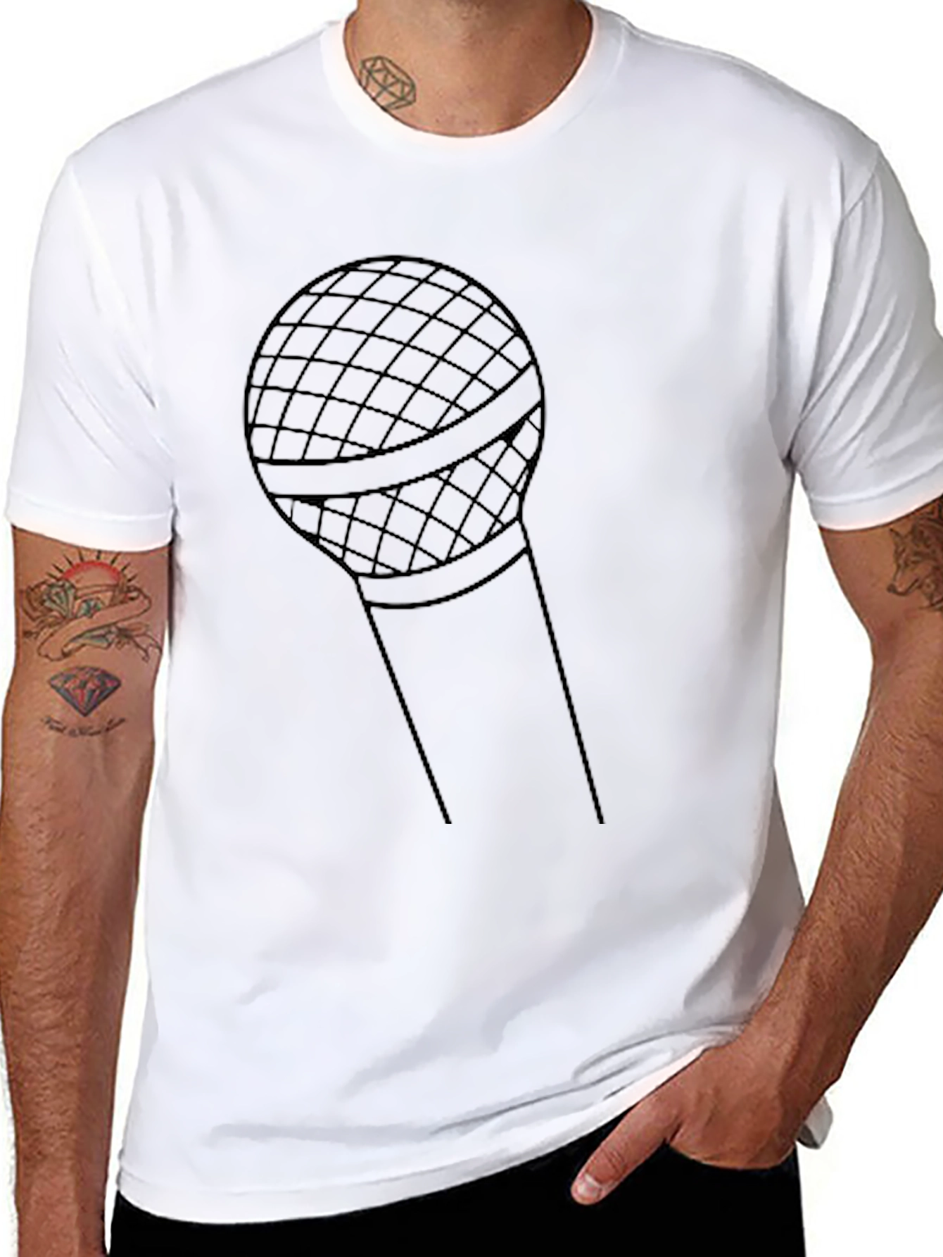 Black Microphone Graphic Tee - Stylish Music Lover Shirt