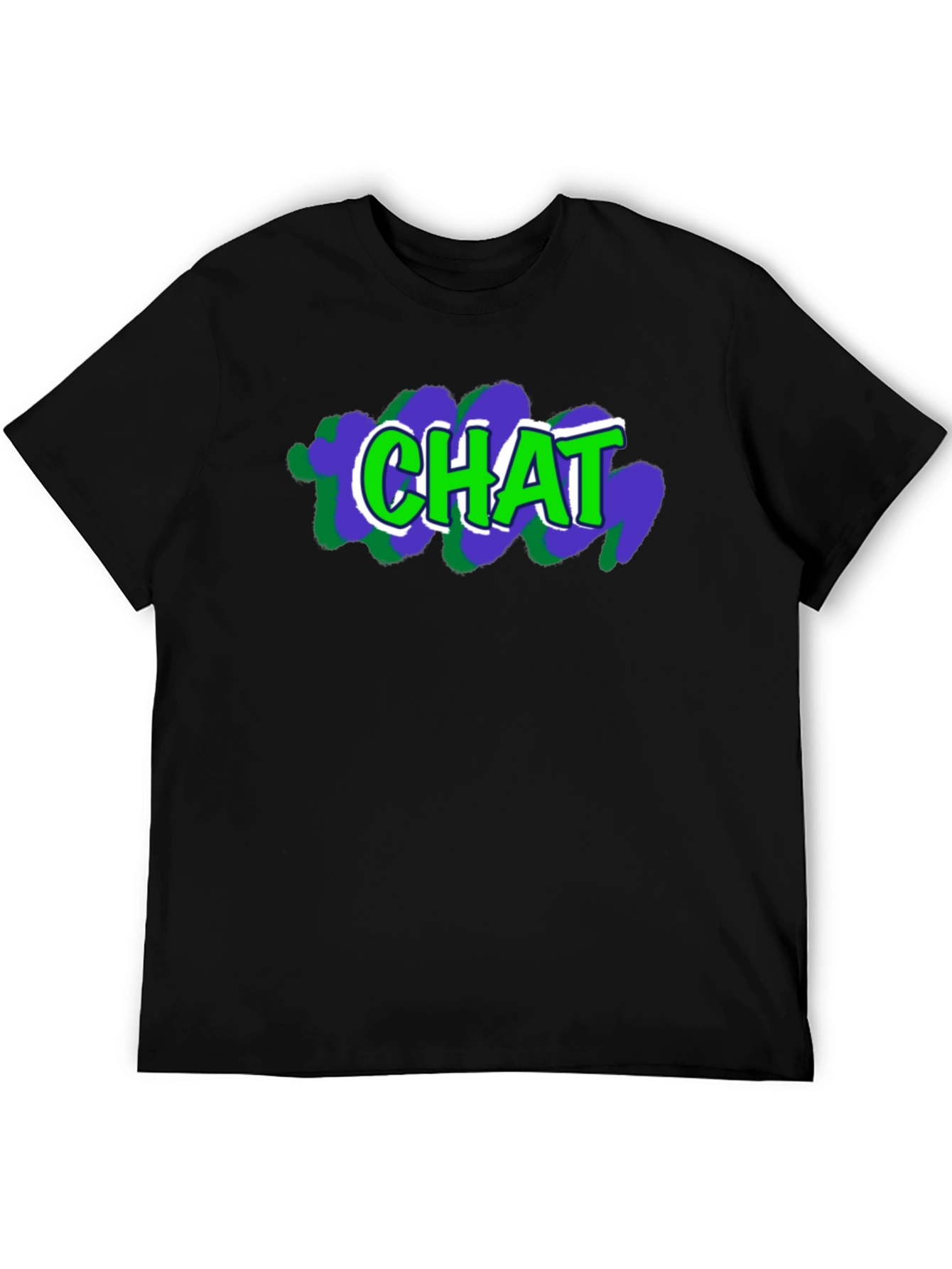 Mens Black T-Shirt with CHAT Graphic