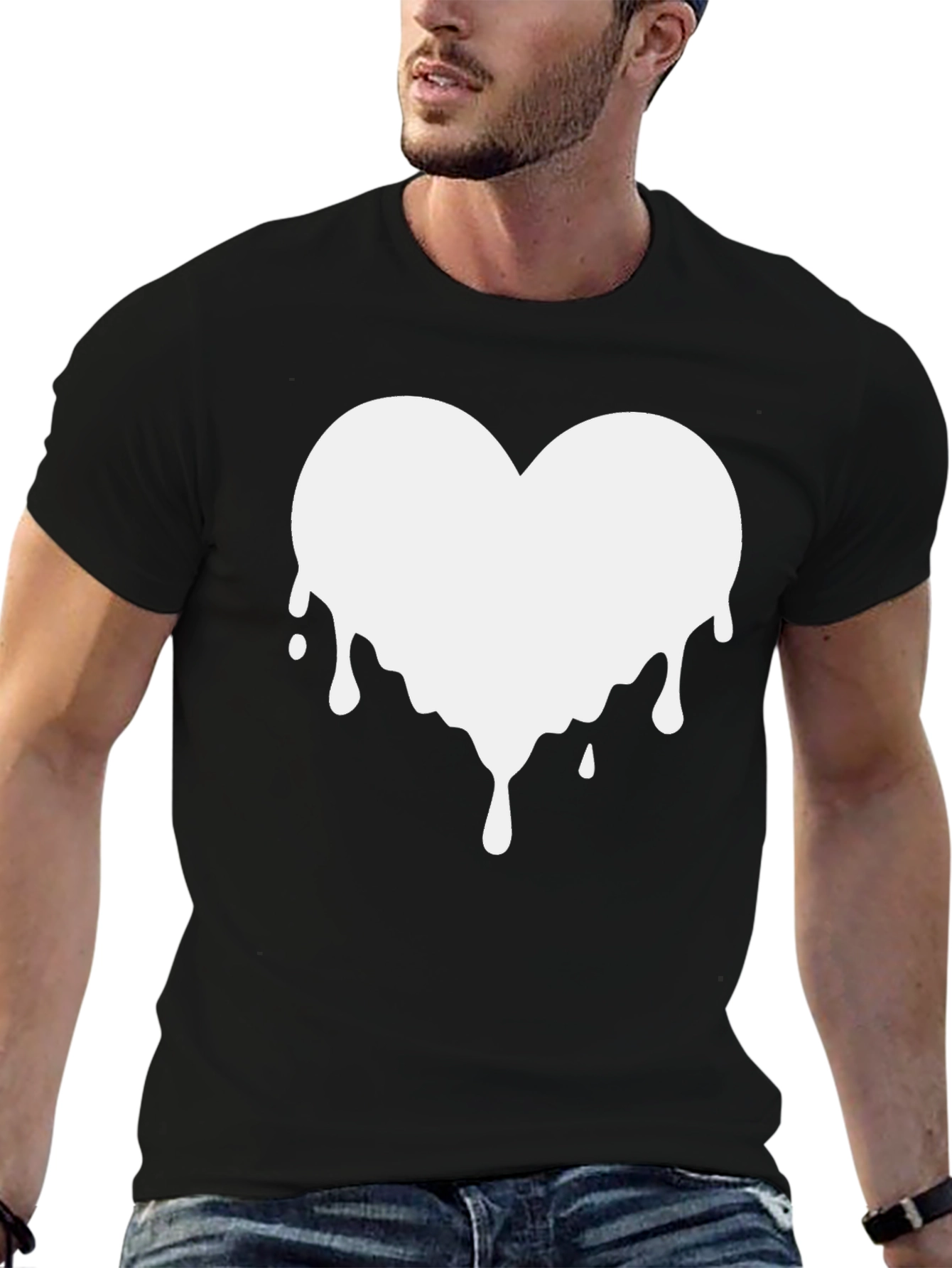 Dripping Heart Graphic Black T-Shirt