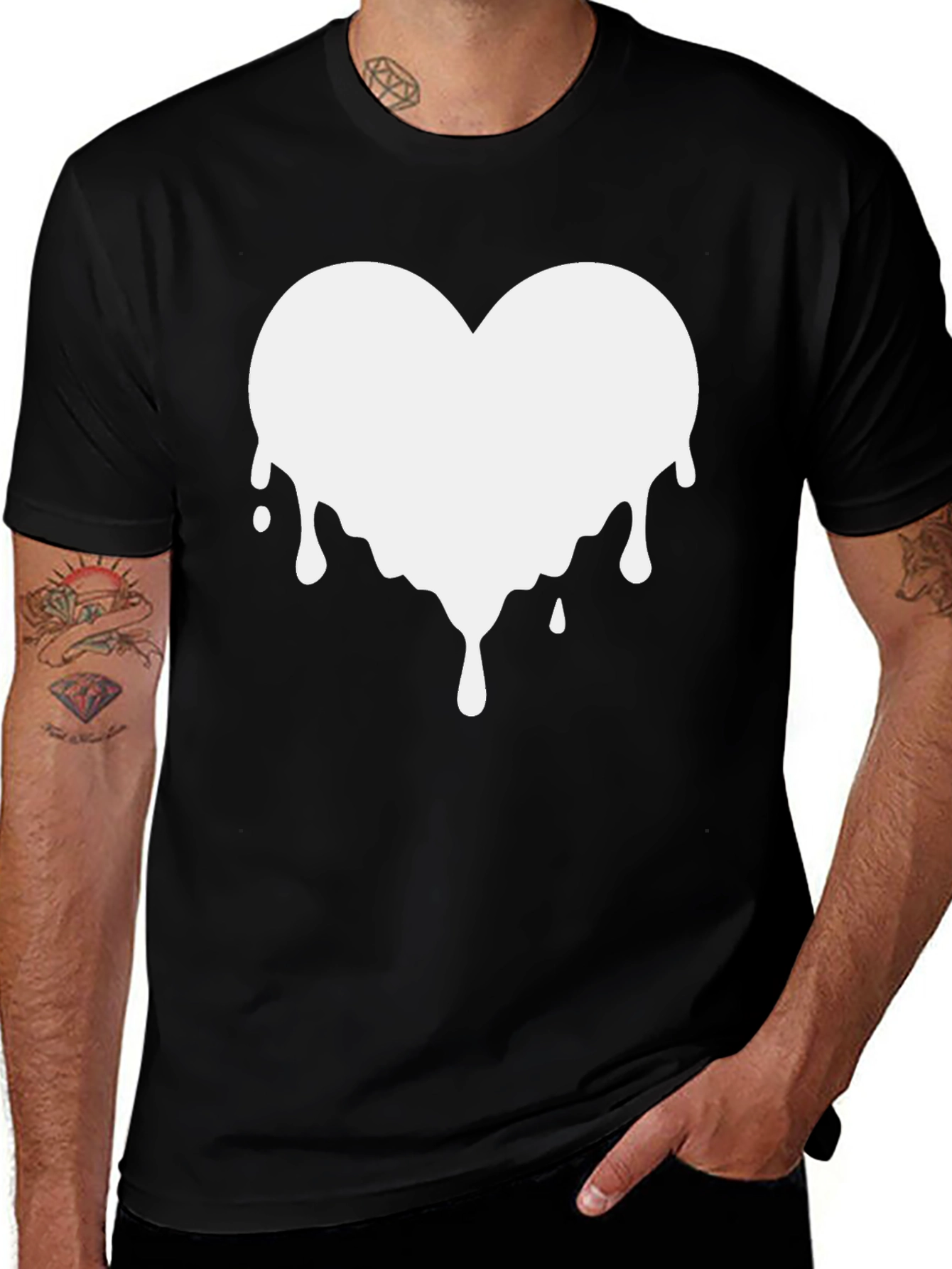 Dripping Heart Graphic Black T-Shirt