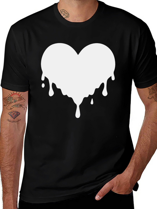 Dripping Heart Graphic Black T-Shirt