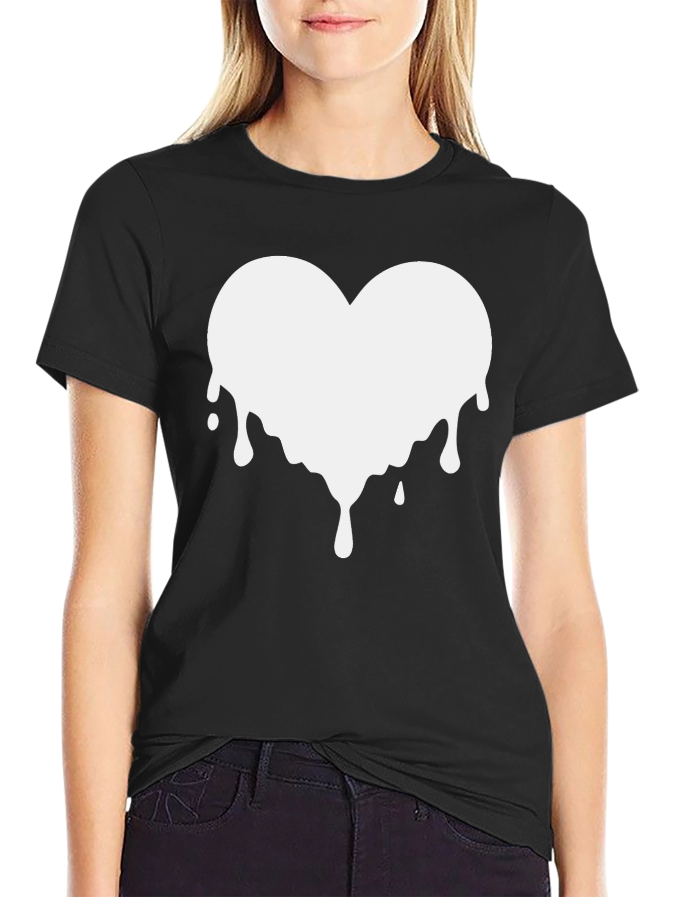 Dripping Heart Graphic Black T-Shirt