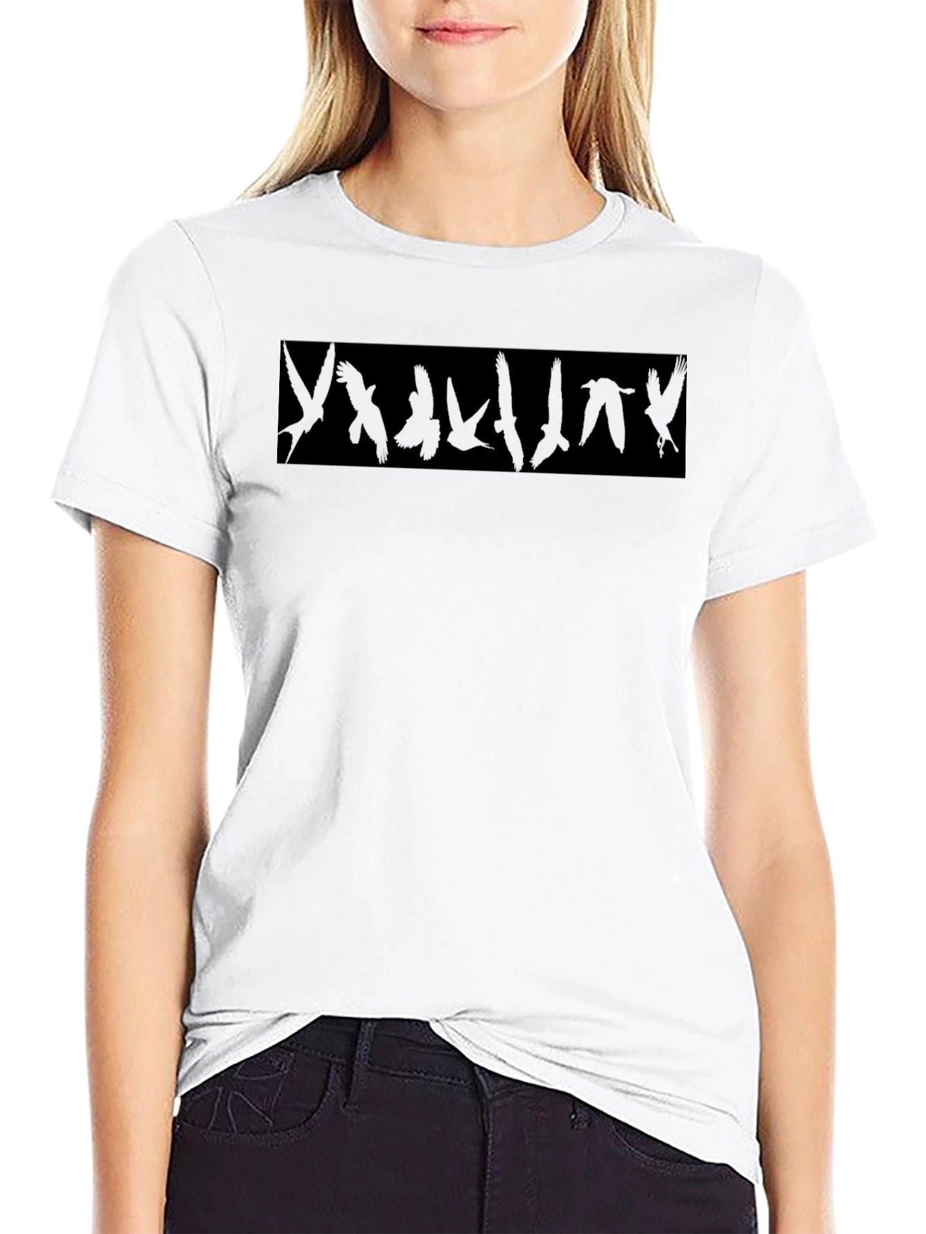 Mens Black Bird Silhouette Graphic Tee