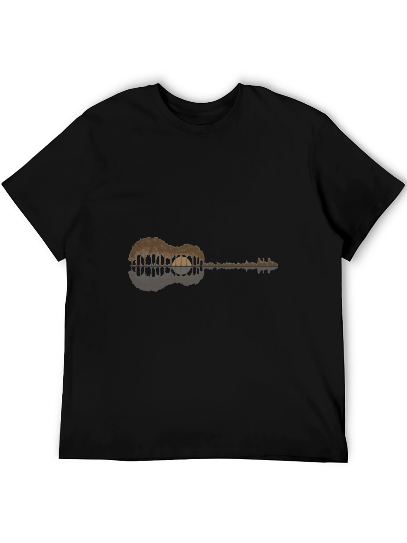 Guitar Landscape Graphic Tee - Black Cotton Comfort