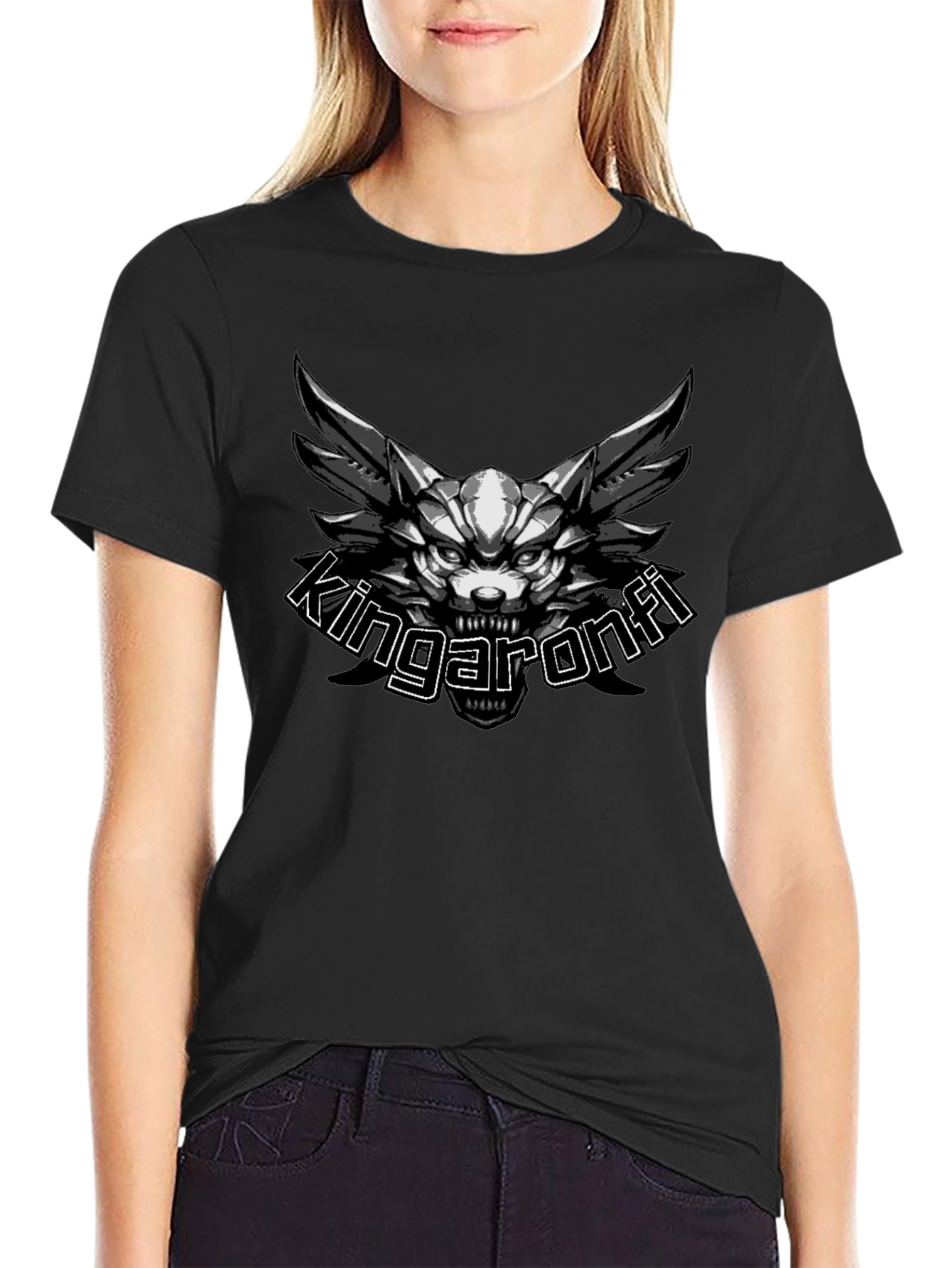 Kingaronfi Graphic Print Black T-Shirt