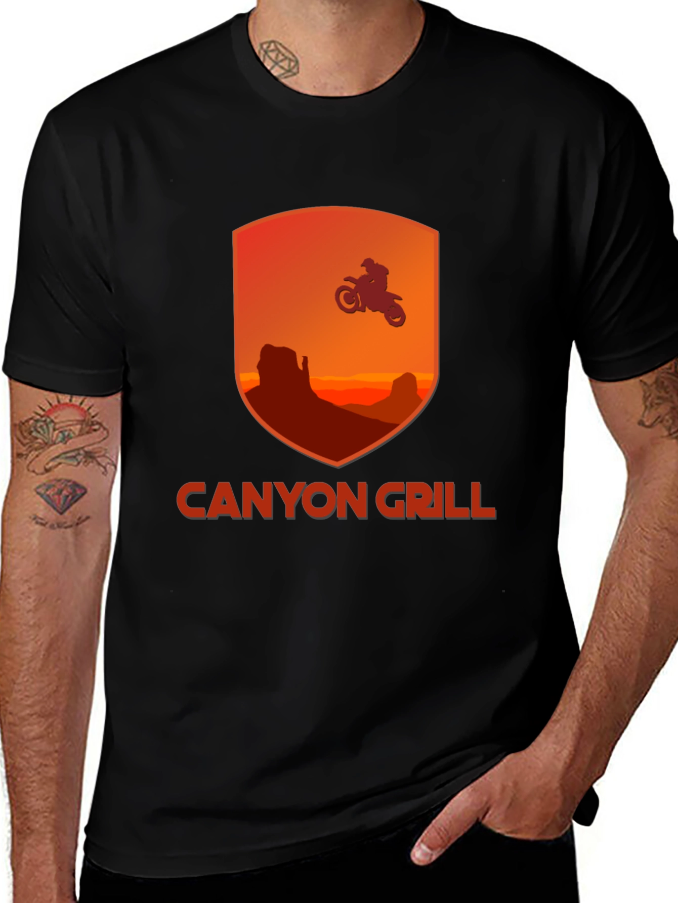 Canyon Grill T-Shirt - Motorcycle Rider Graphic Tee