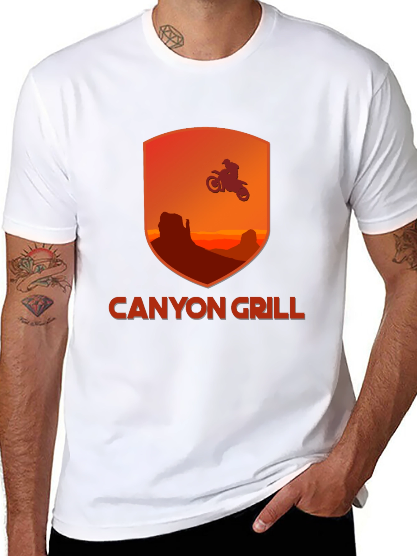 Canyon Grill T-Shirt - Motorcycle Rider Graphic Tee