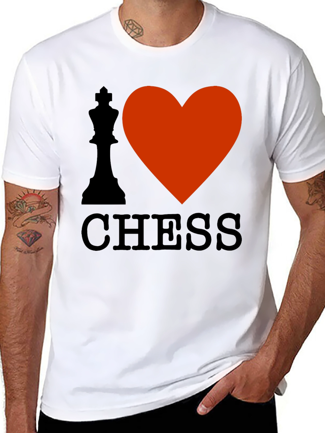 I Love Chess Black Graphic T-Shirt