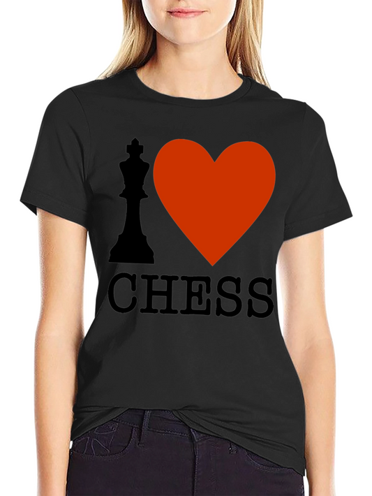 I Love Chess Black Graphic T-Shirt