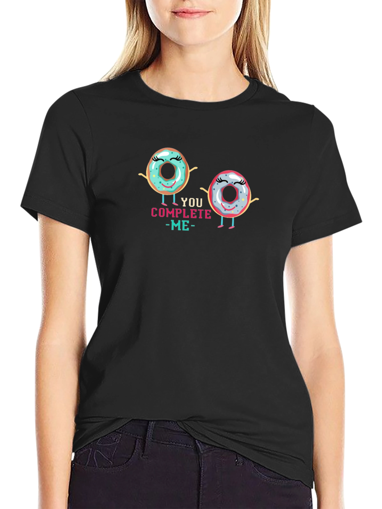 You Complete Me Donut Graphic Tee - Black T-Shirt