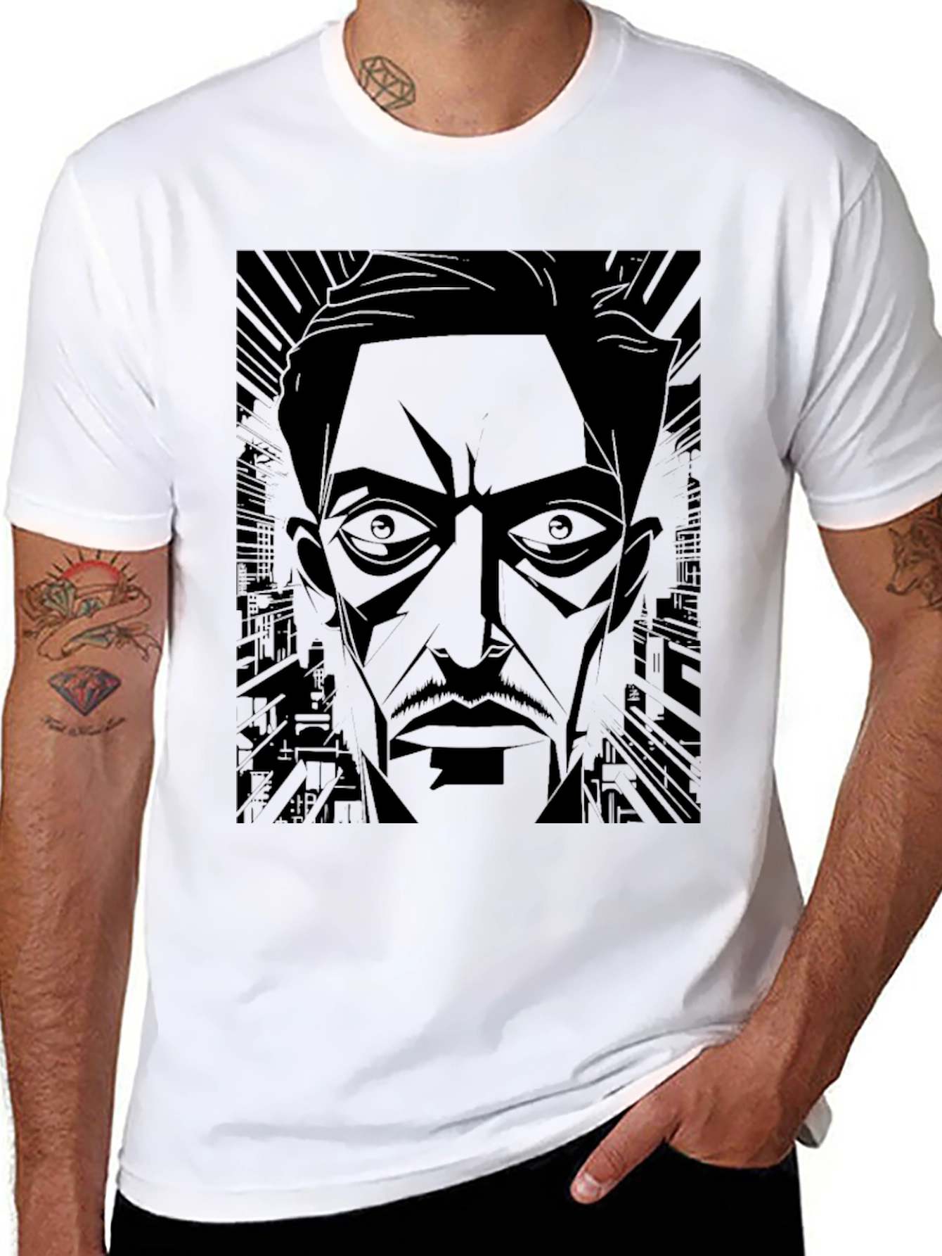 Noir Cityscape Graphic T-Shirt - Mens Black Tee