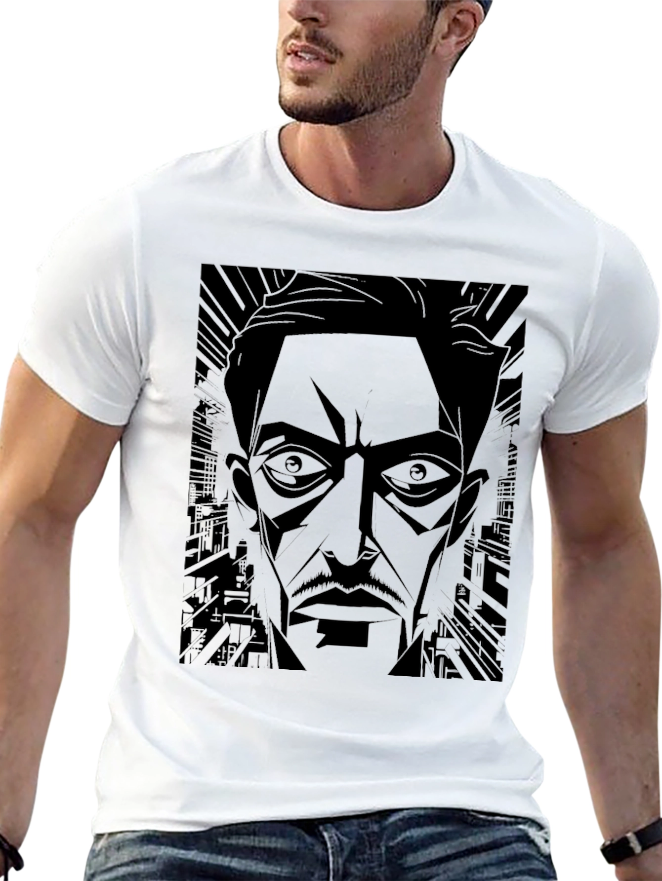 Noir Cityscape Graphic T-Shirt - Mens Black Tee