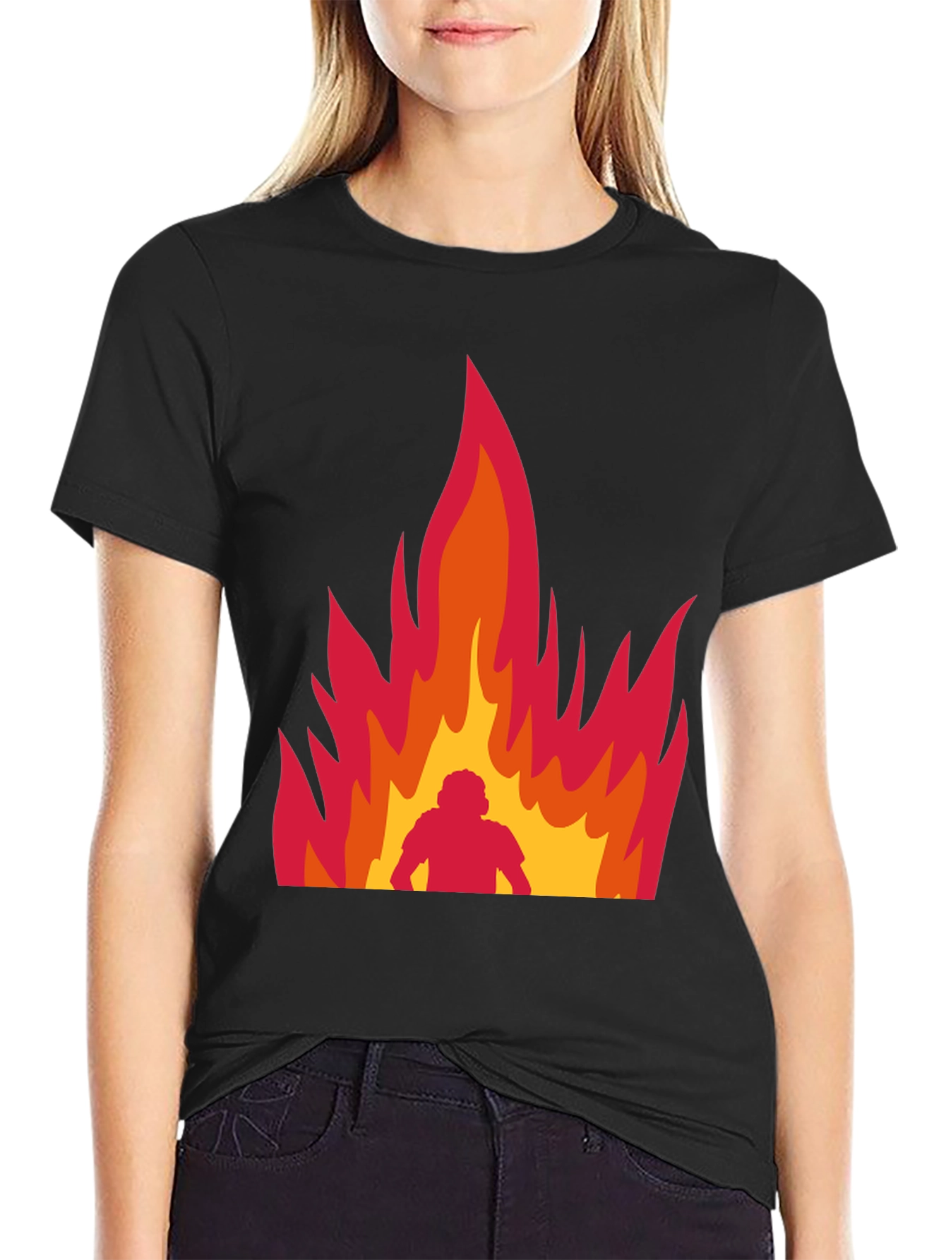 Flaming Man Graphic Tee - Bold Statement Shirt