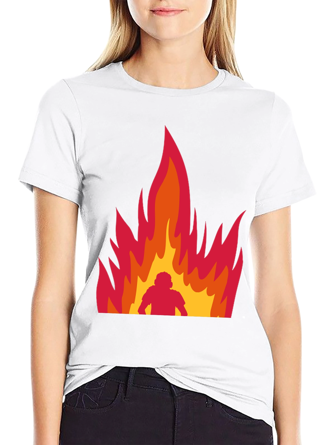 Flaming Man Graphic Tee - Bold Statement Shirt