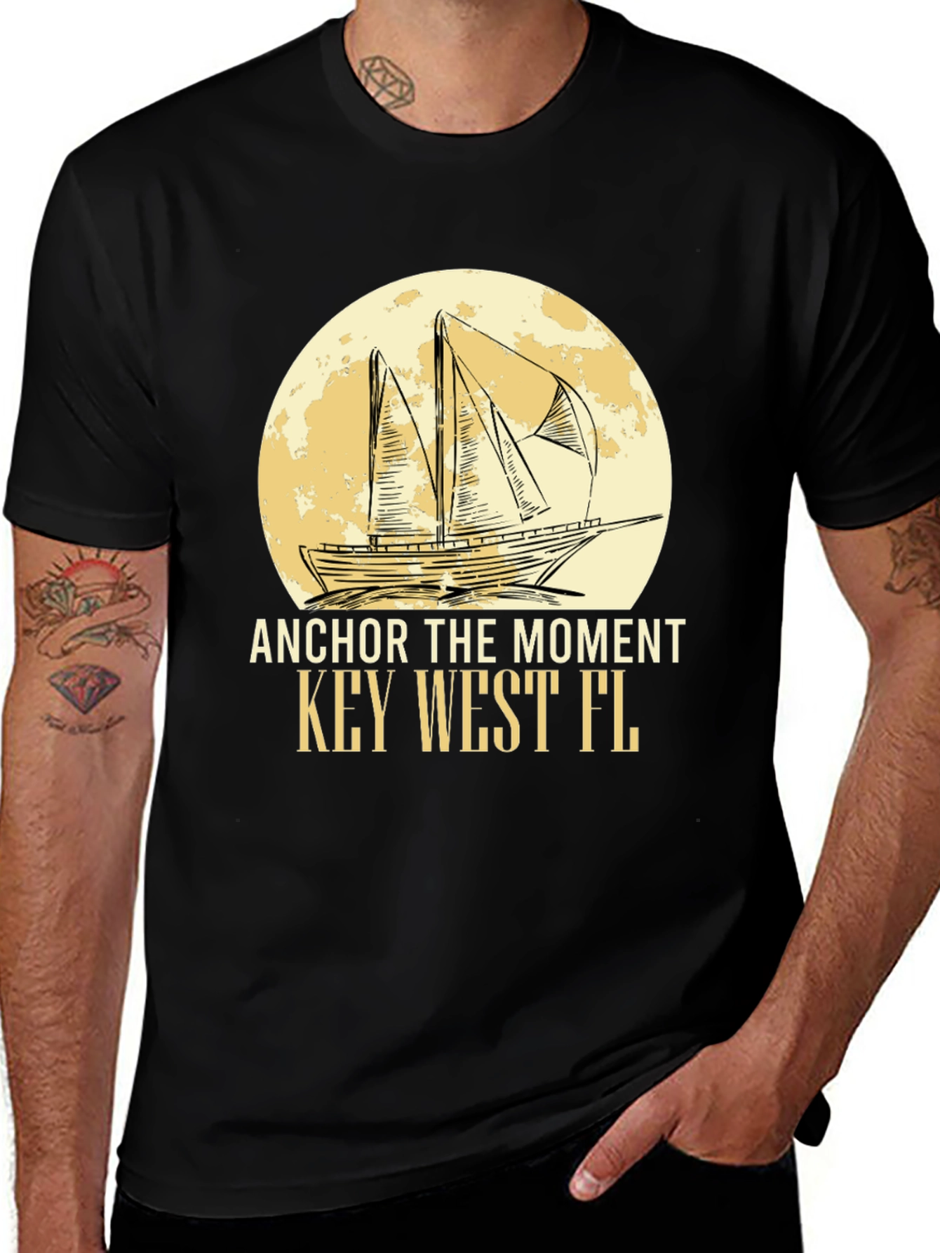 Anchor the Moment Key West FL Black T-Shirt