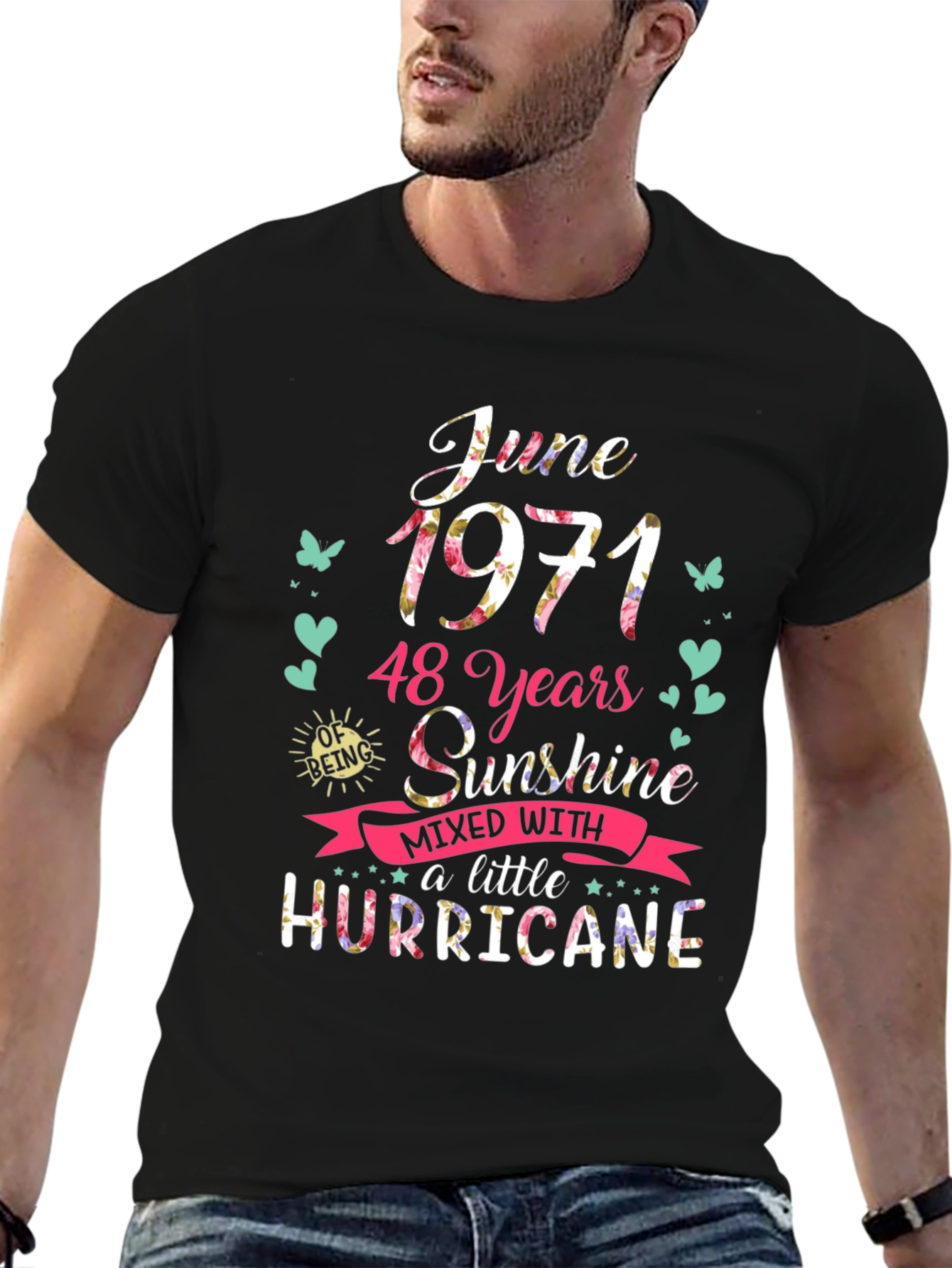 June 1971 Birthday Shirt - Sunshine & Hurricane