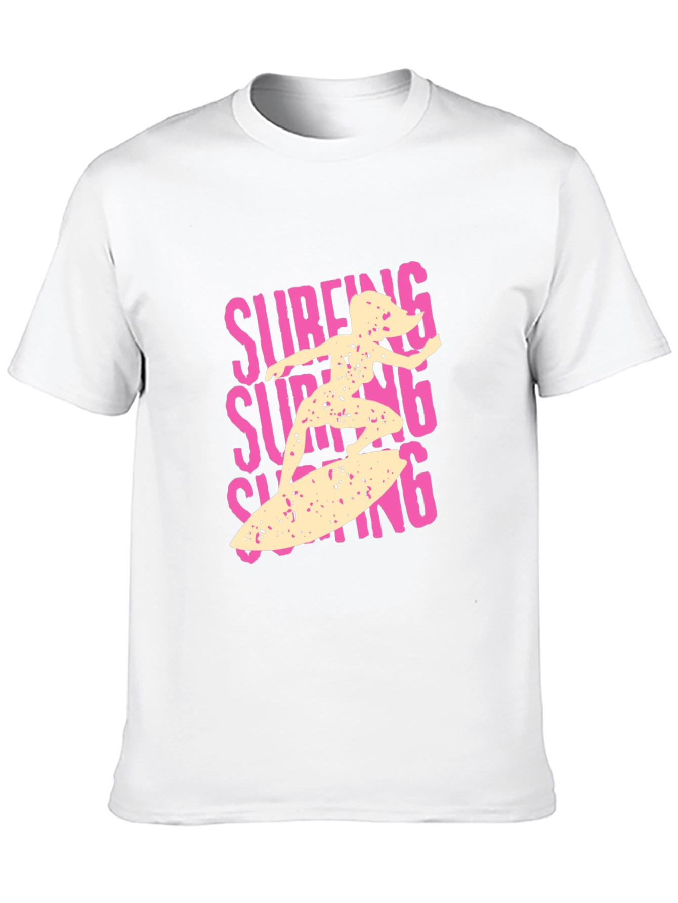 Surfing Girl Graphic Tee - Black Cotton Casual T-Shirt