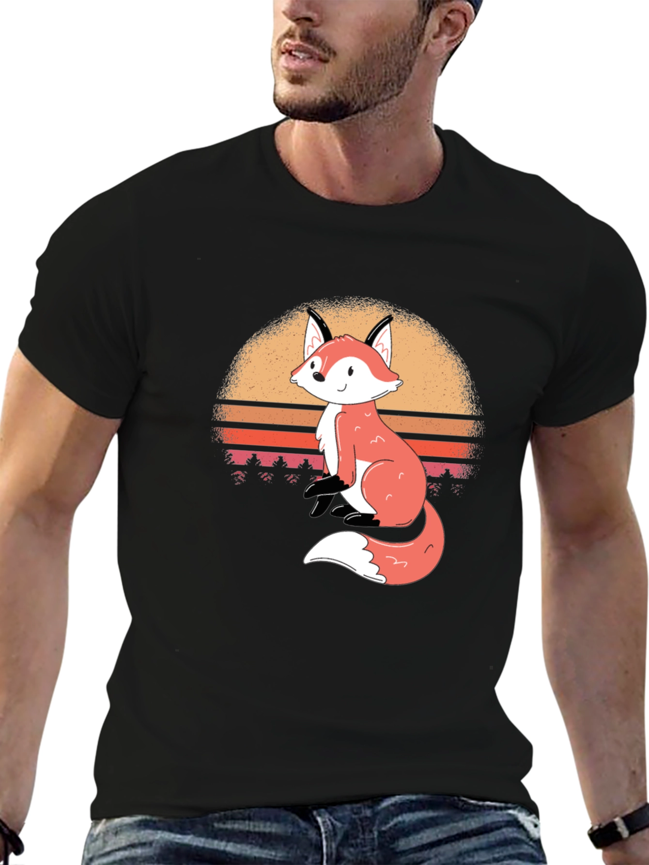 Fox Sunset Graphic T-Shirt - Stylish Casual Wear