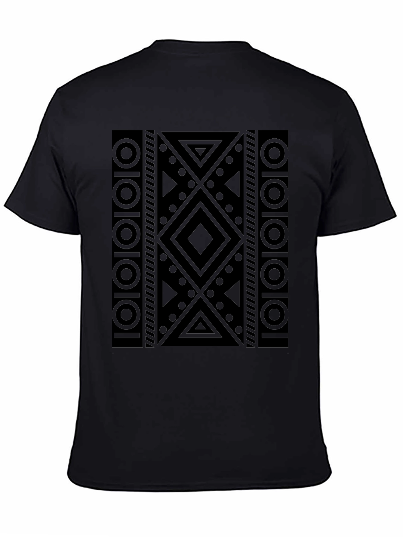Abstract Geometric Pattern Black T-Shirt