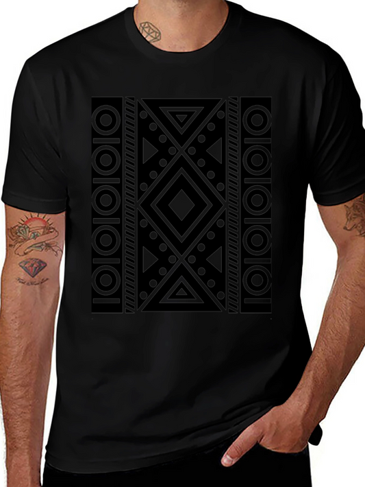 Abstract Geometric Pattern Black T-Shirt