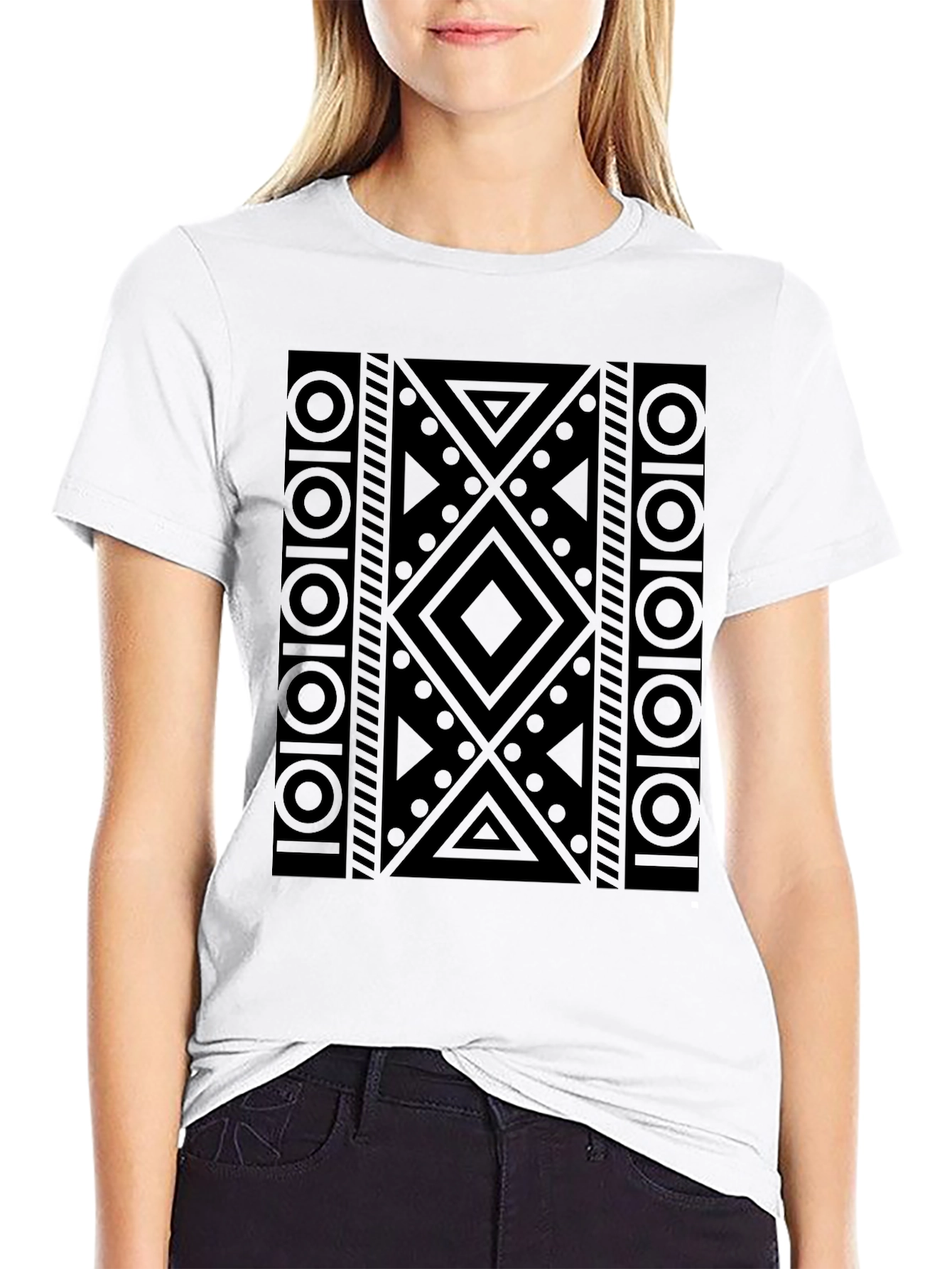 Abstract Geometric Pattern Black T-Shirt
