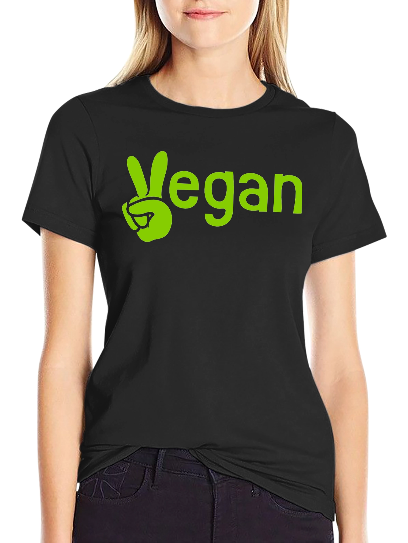 Vegan Peace Sign Graphic Tee - Unisex Black T-Shirt