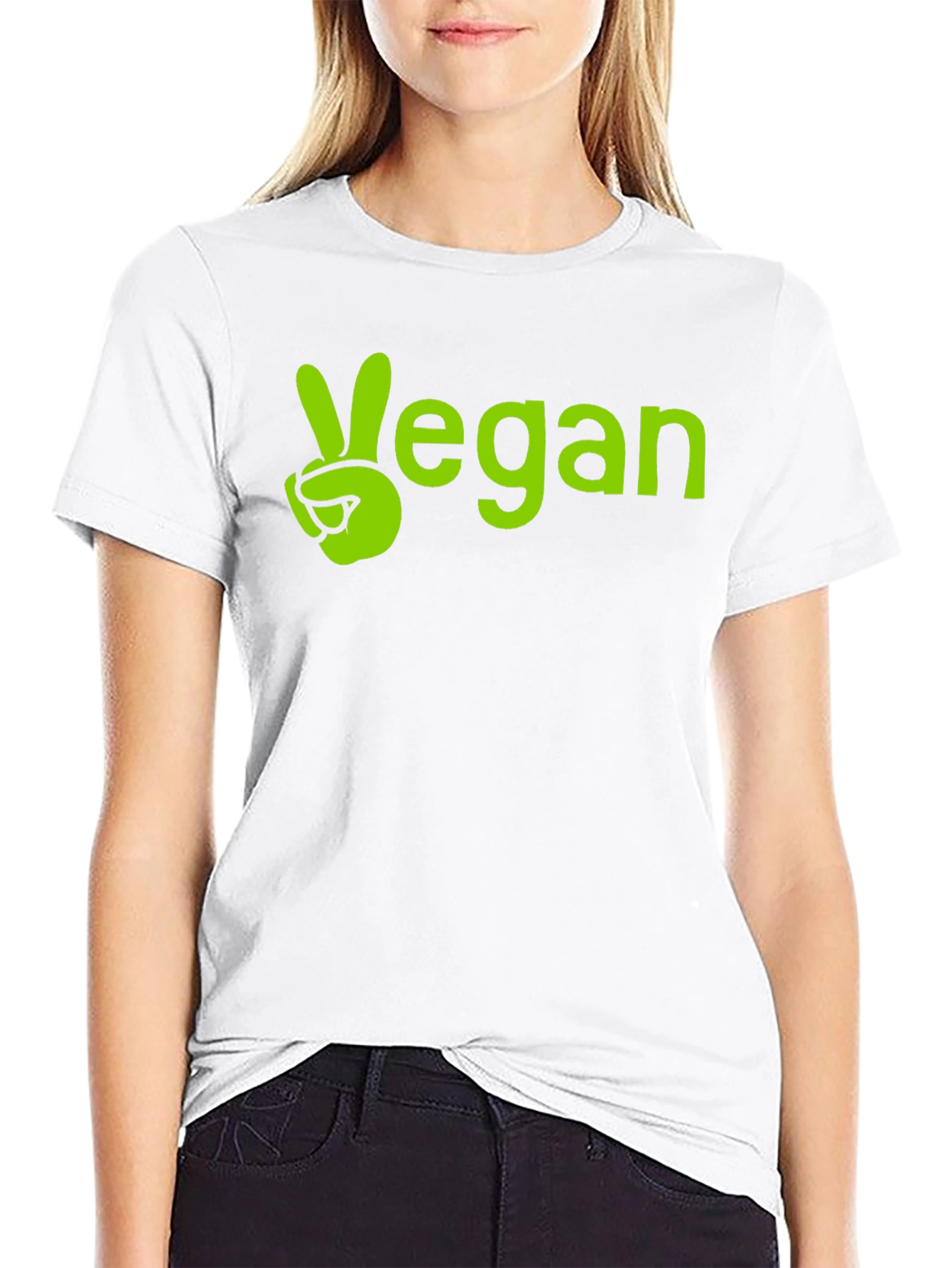 Vegan Peace Sign Graphic Tee - Unisex Black T-Shirt