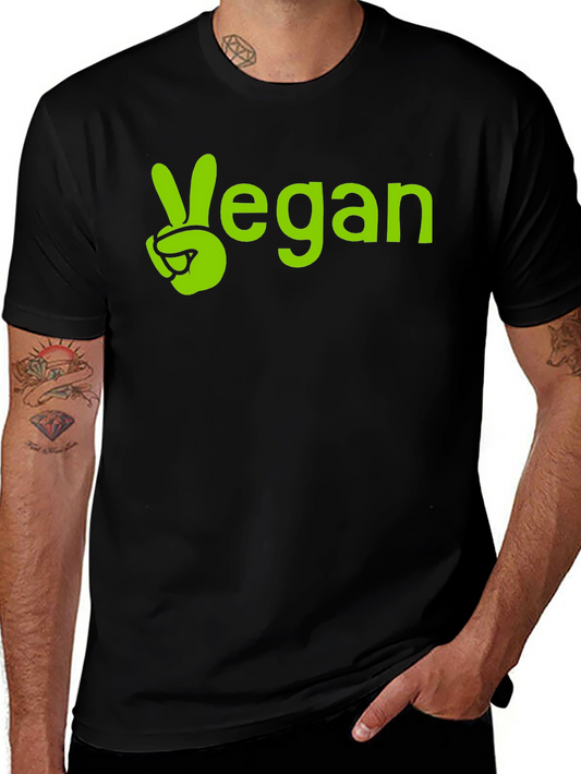 Vegan Peace Sign Graphic Tee - Unisex Black T-Shirt