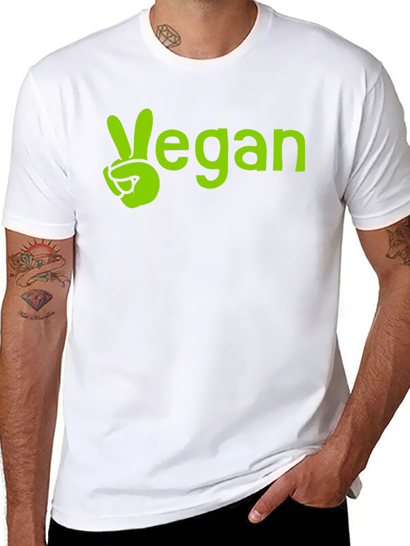 Vegan Peace Sign Graphic Tee - Unisex Black T-Shirt