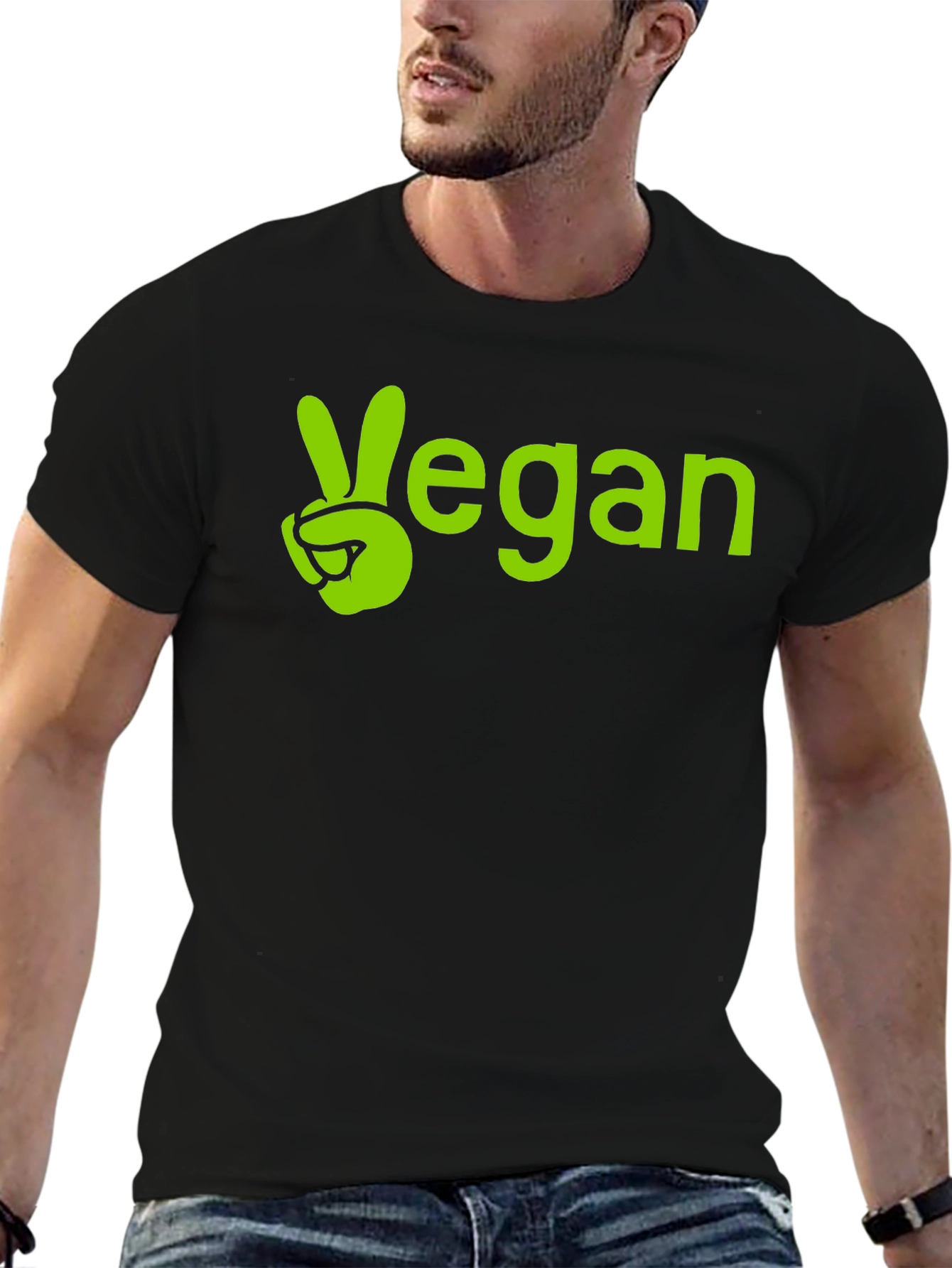 Vegan Peace Sign Graphic Tee - Unisex Black T-Shirt