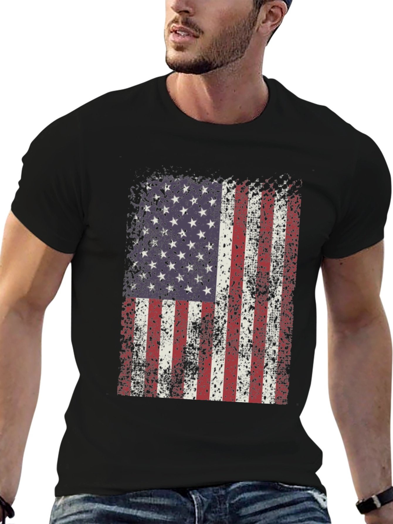 Distressed American Flag Graphic T-Shirt