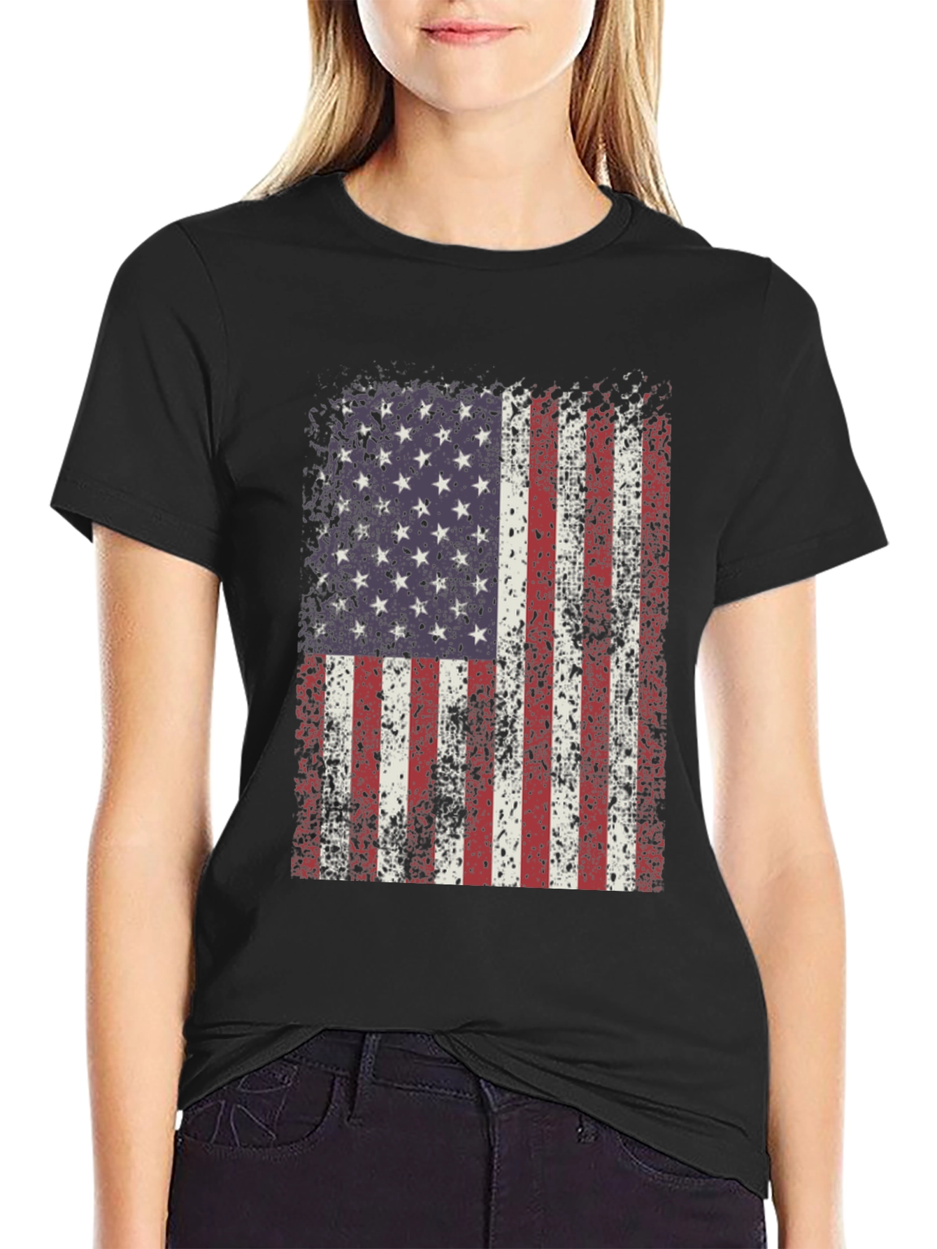 Distressed American Flag Graphic T-Shirt