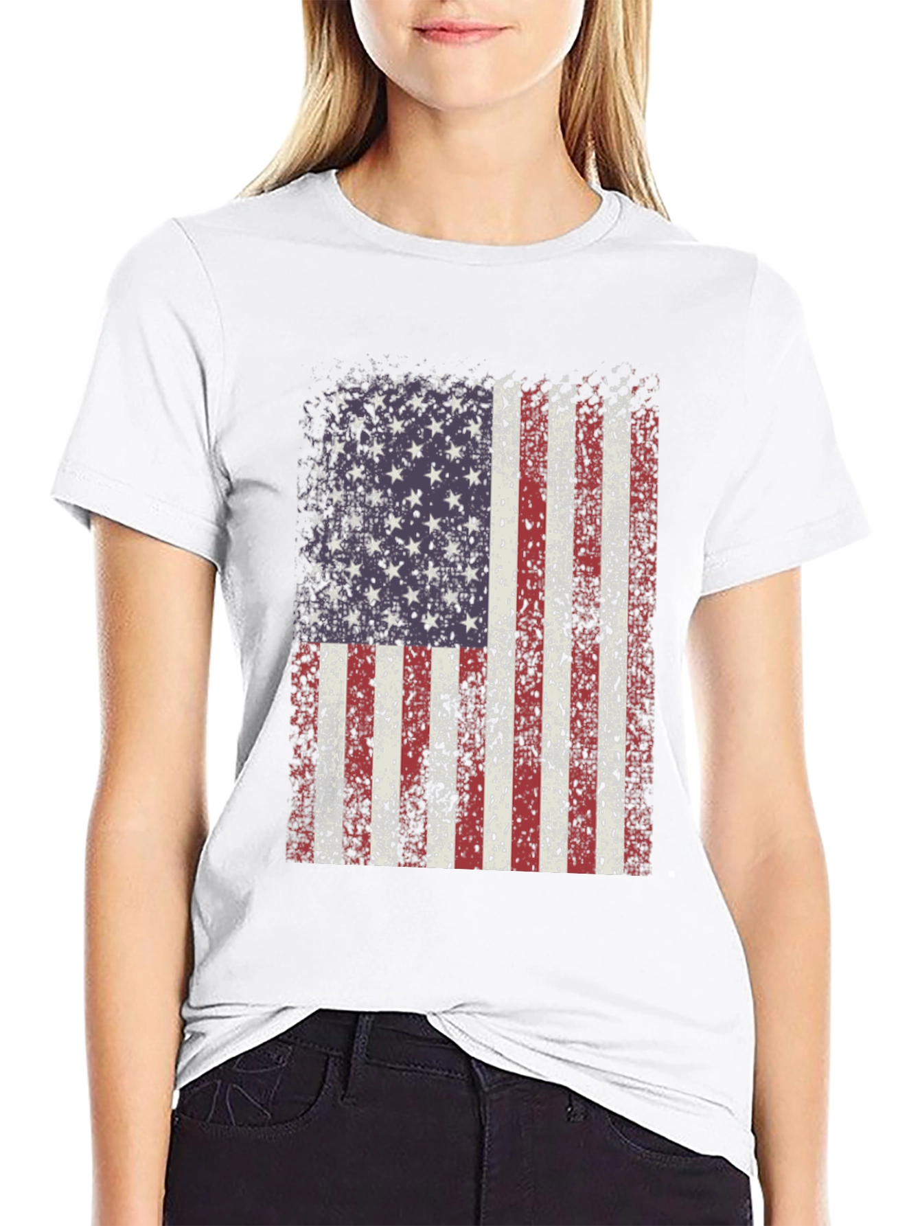 Distressed American Flag Graphic T-Shirt