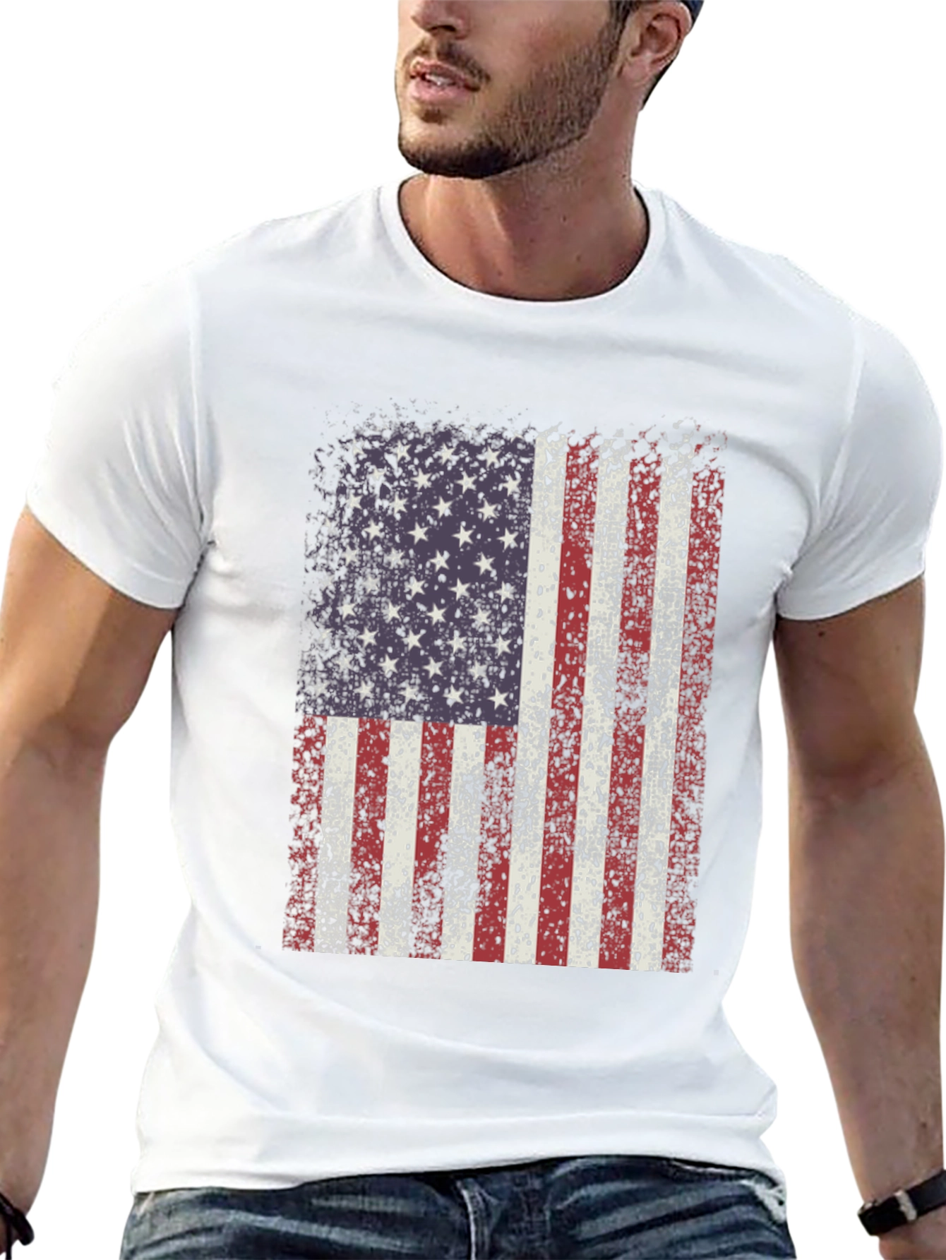 Distressed American Flag Graphic T-Shirt