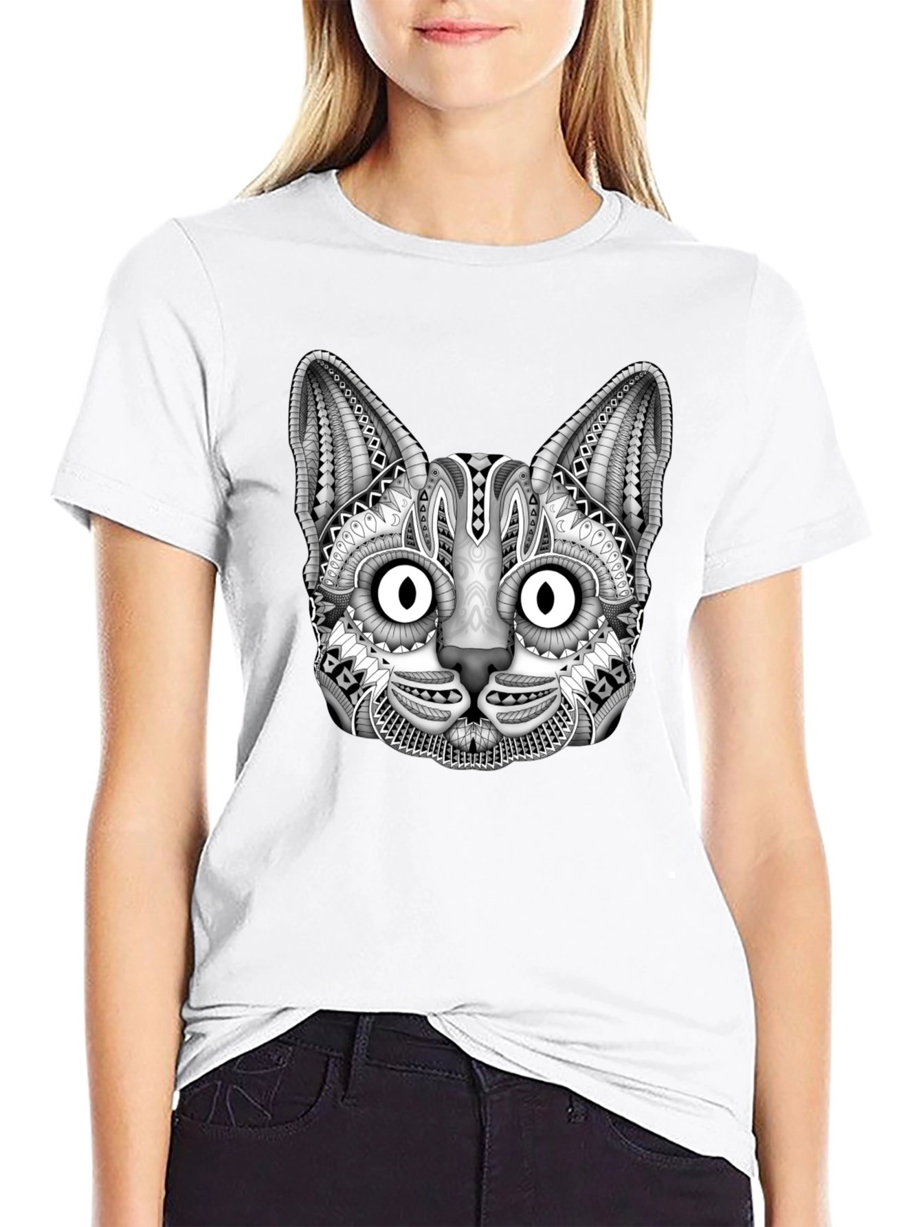 Black Cat Graphic Print Mens T-Shirt