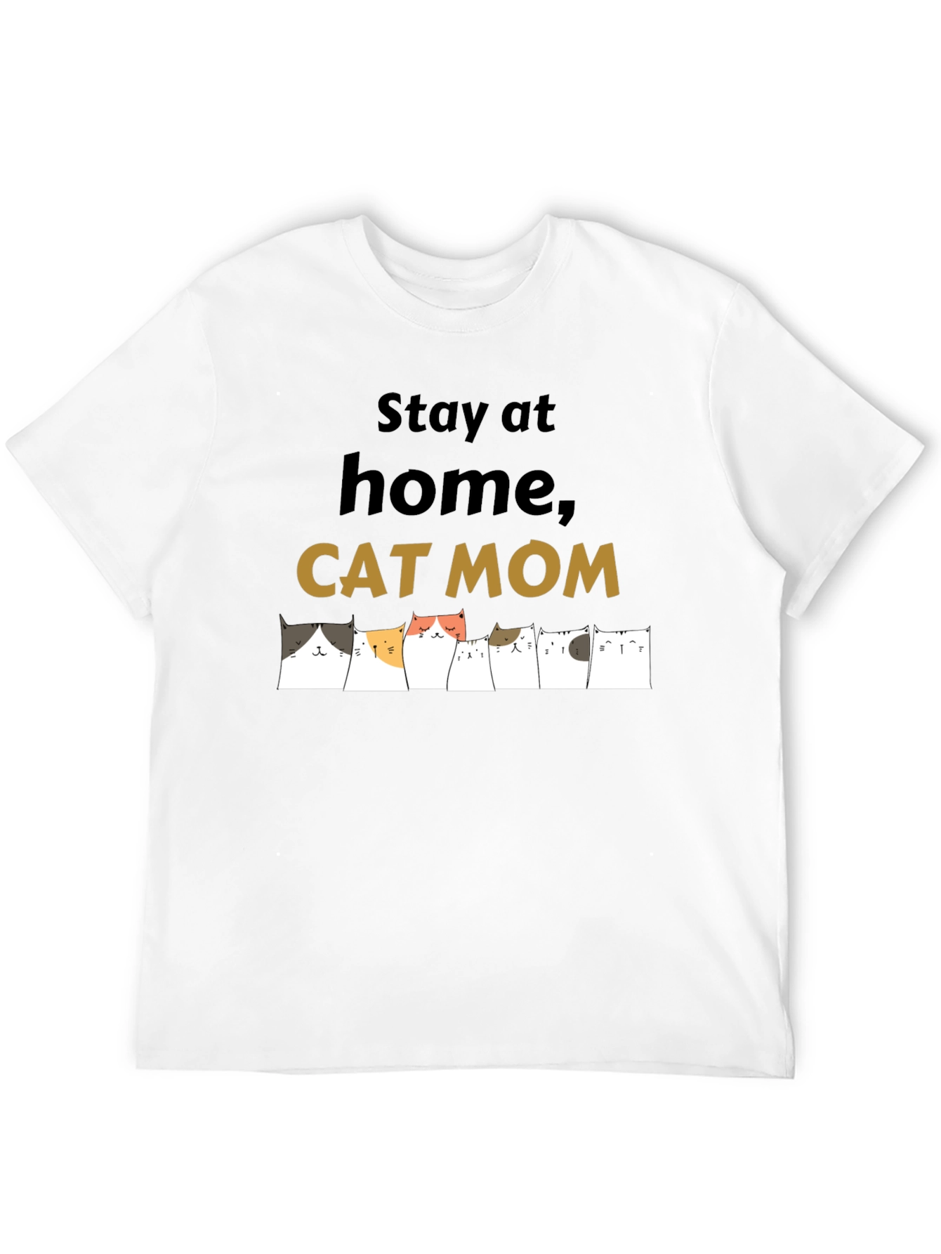 Stay at Home Cat Mom Black T-Shirt