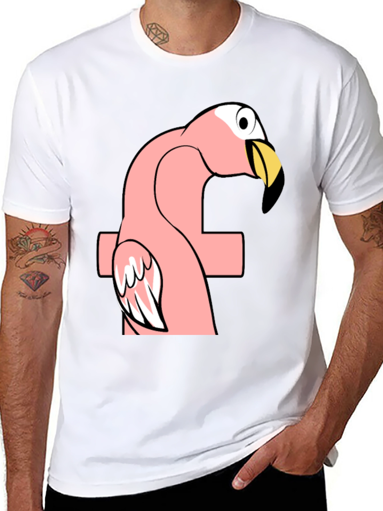 Funny Flamingo F Black T-Shirt