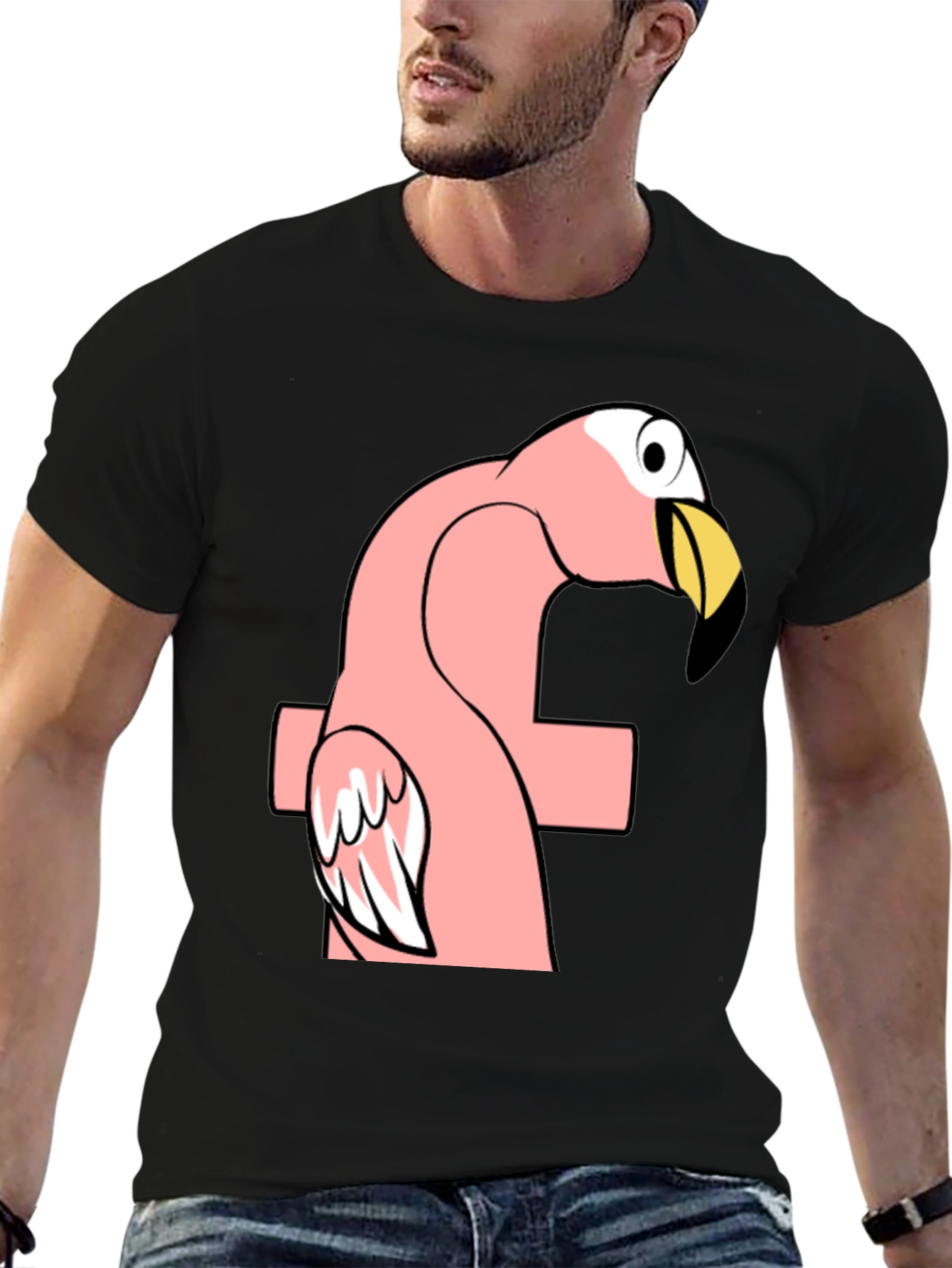Funny Flamingo F Black T-Shirt