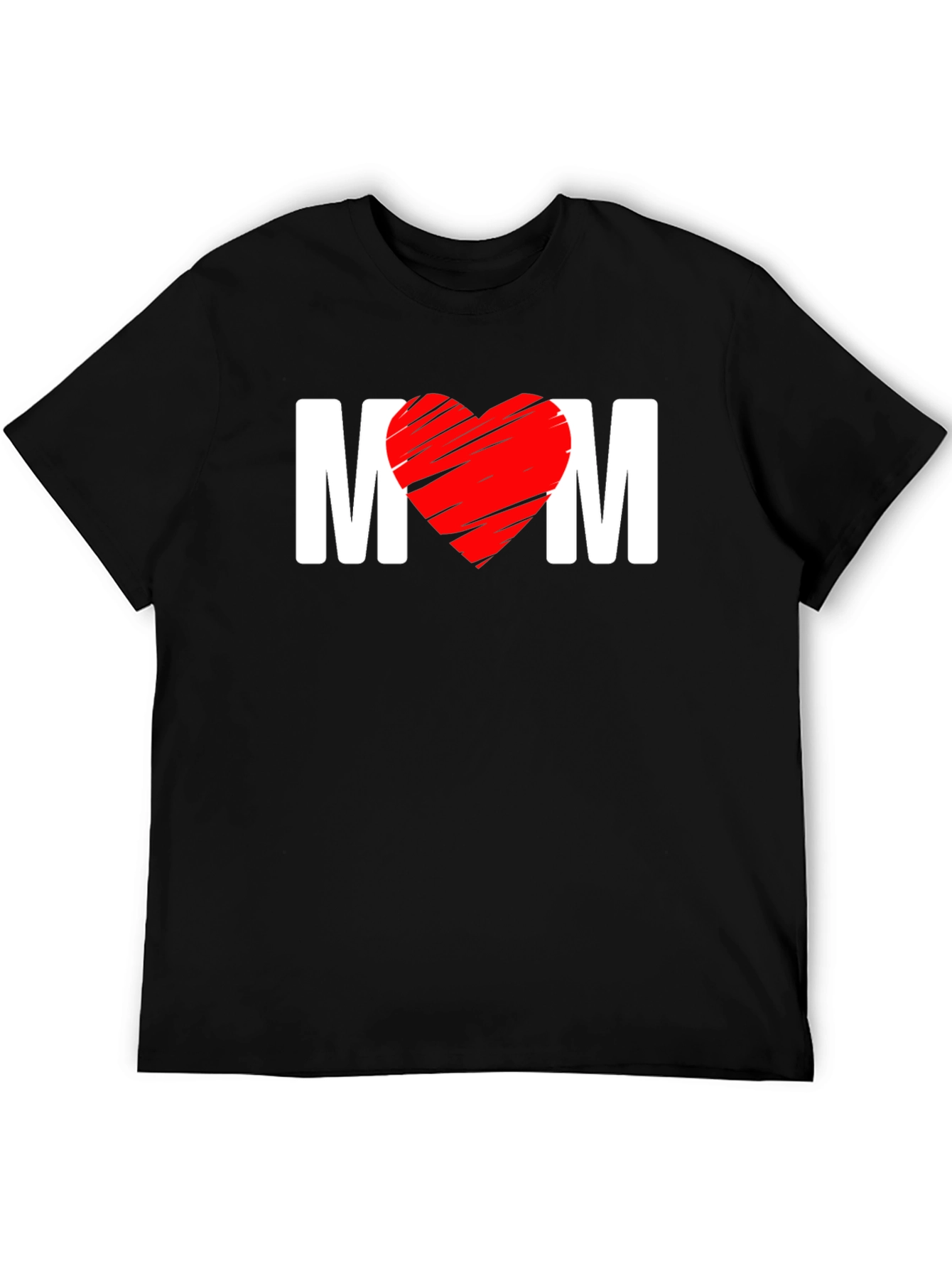 Mom Heart Graphic T-Shirt - Black Cotton Blend