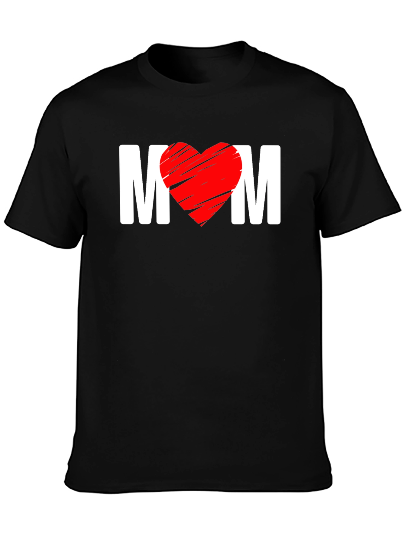 Mom Heart Graphic T-Shirt - Black Cotton Blend